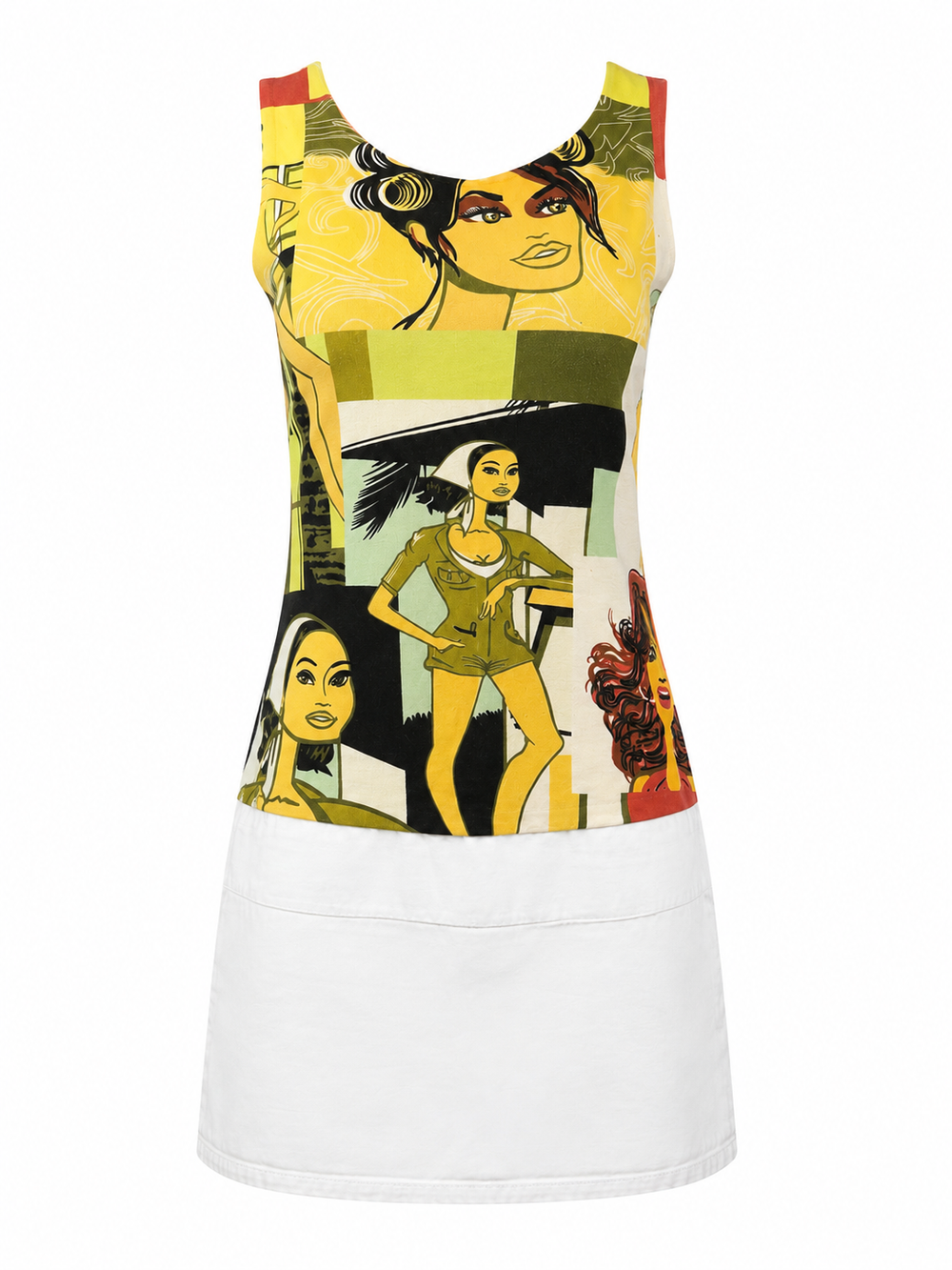 WHITE POP ART GRAPHIC PRINT MINI DRESS