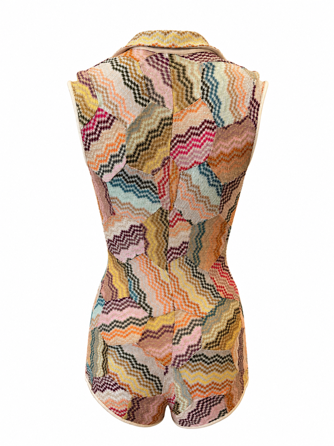 RARE CHEVRON KNIT PASTEL LACE UP ROMPER