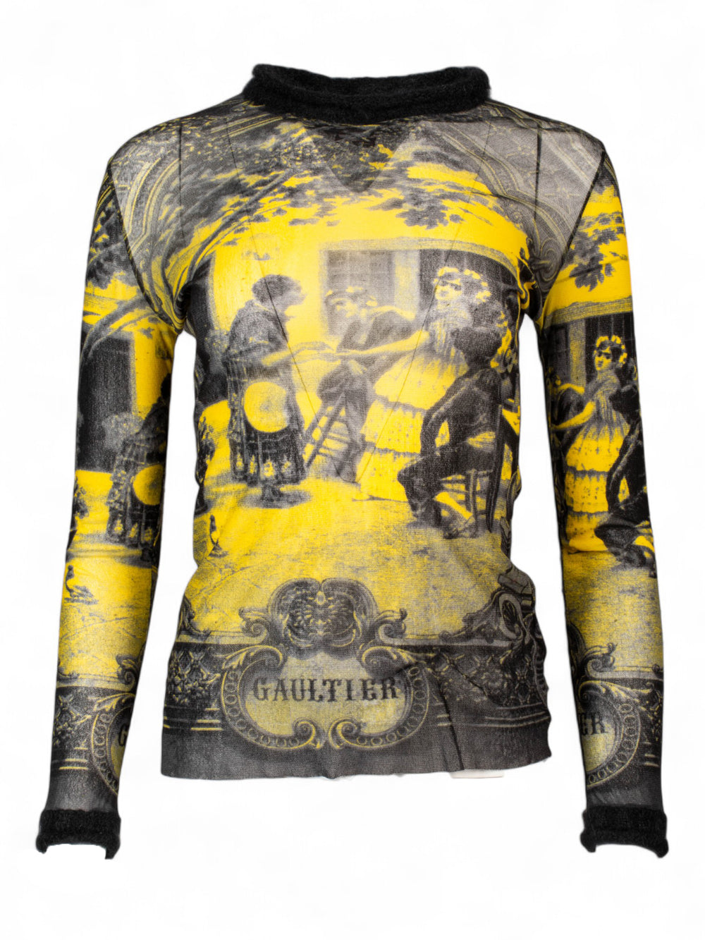 SS98 YELLOW AND BLACK COURTYARD PRINTED MESH L/S TOP