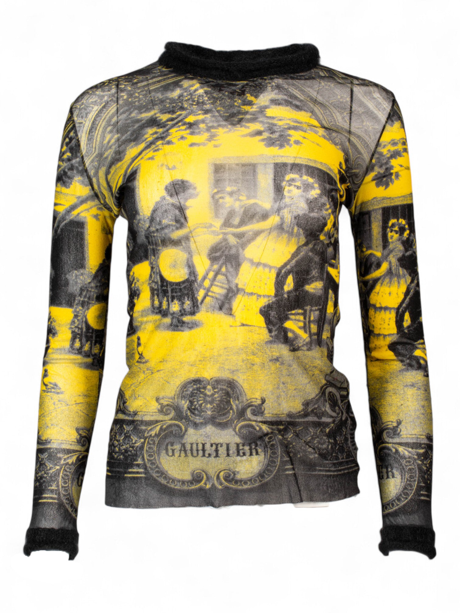 SS98 YELLOW AND BLACK COURTYARD PRINTED MESH L/S TOP