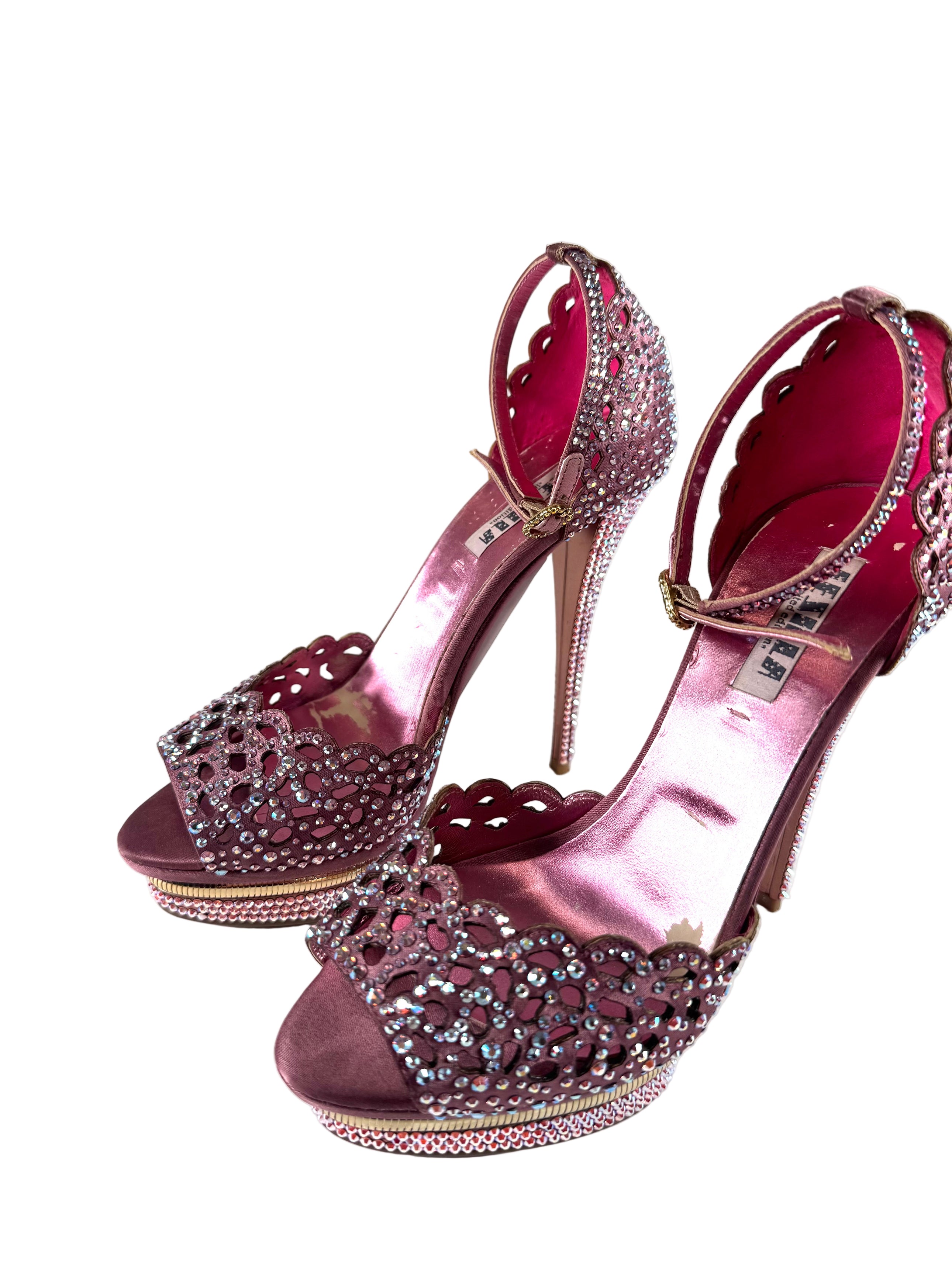 PURPLE RHINESTONE SCALLOPED HEELS @JKOVA