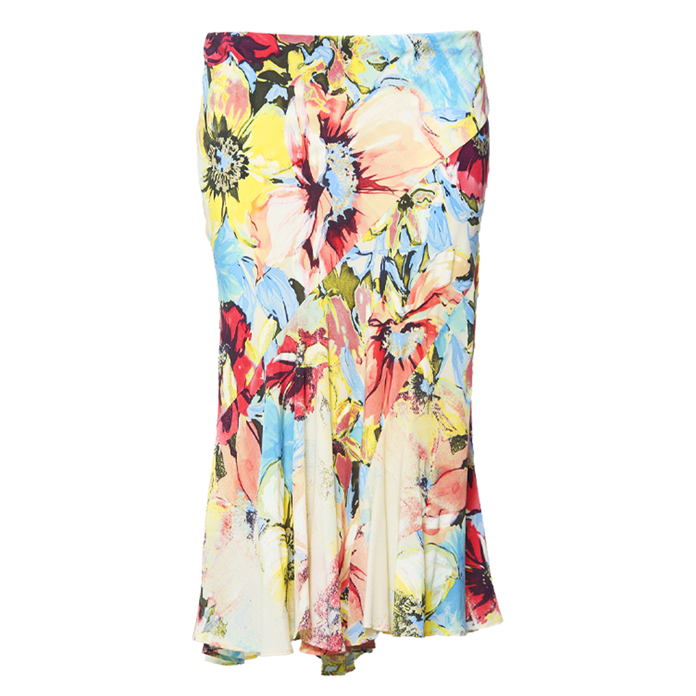 SS 2003 FLORAL SILK MIDI SKIRT