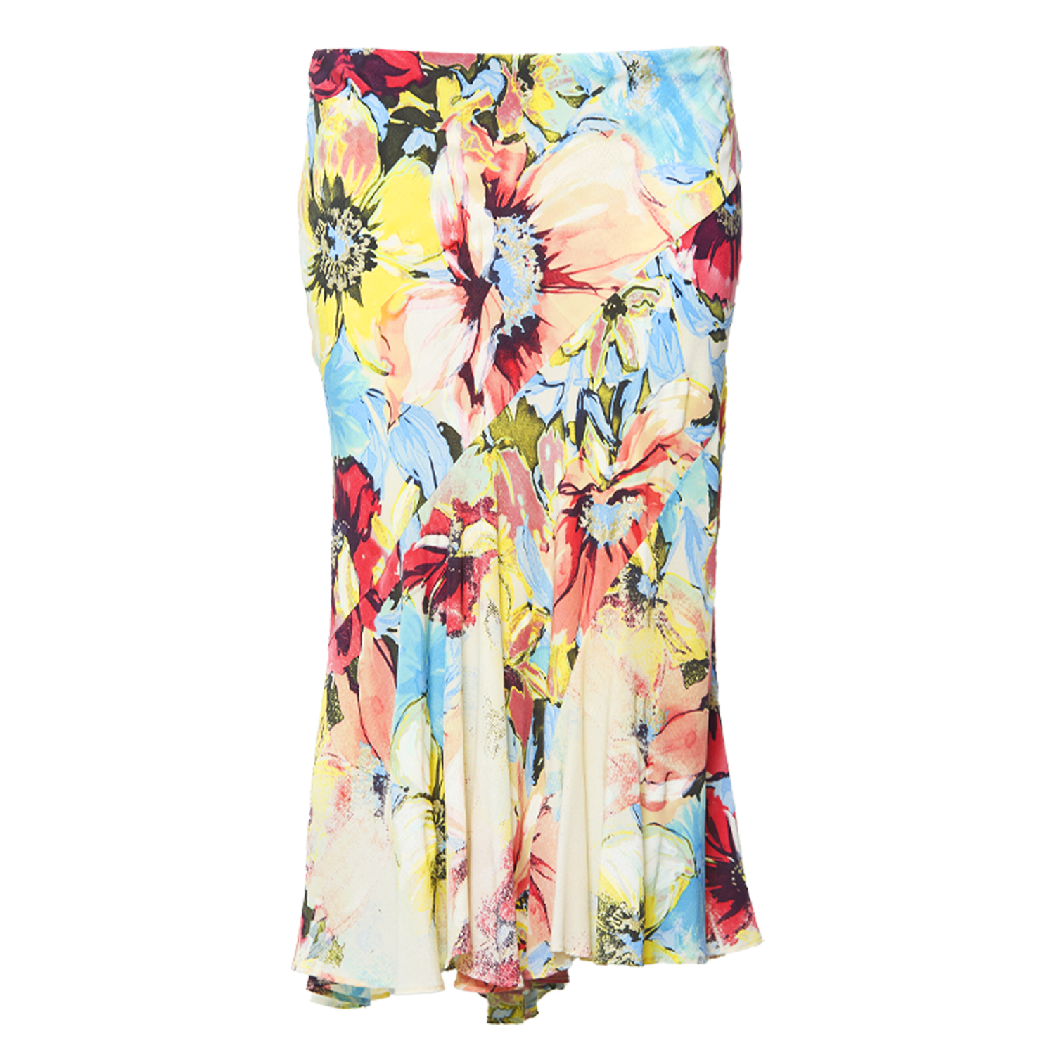 SS 2003 FLORAL SILK MIDI SKIRT