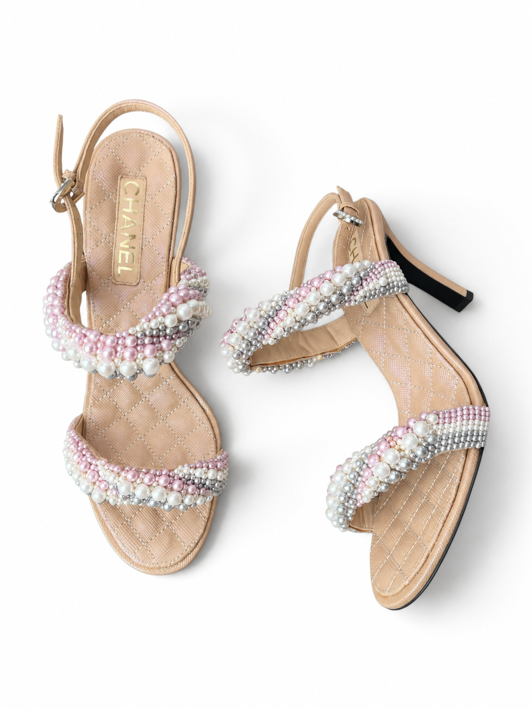 BLUSH 'PEARL FANTASY' STRAPPY SANDAL HEELS (NWB)