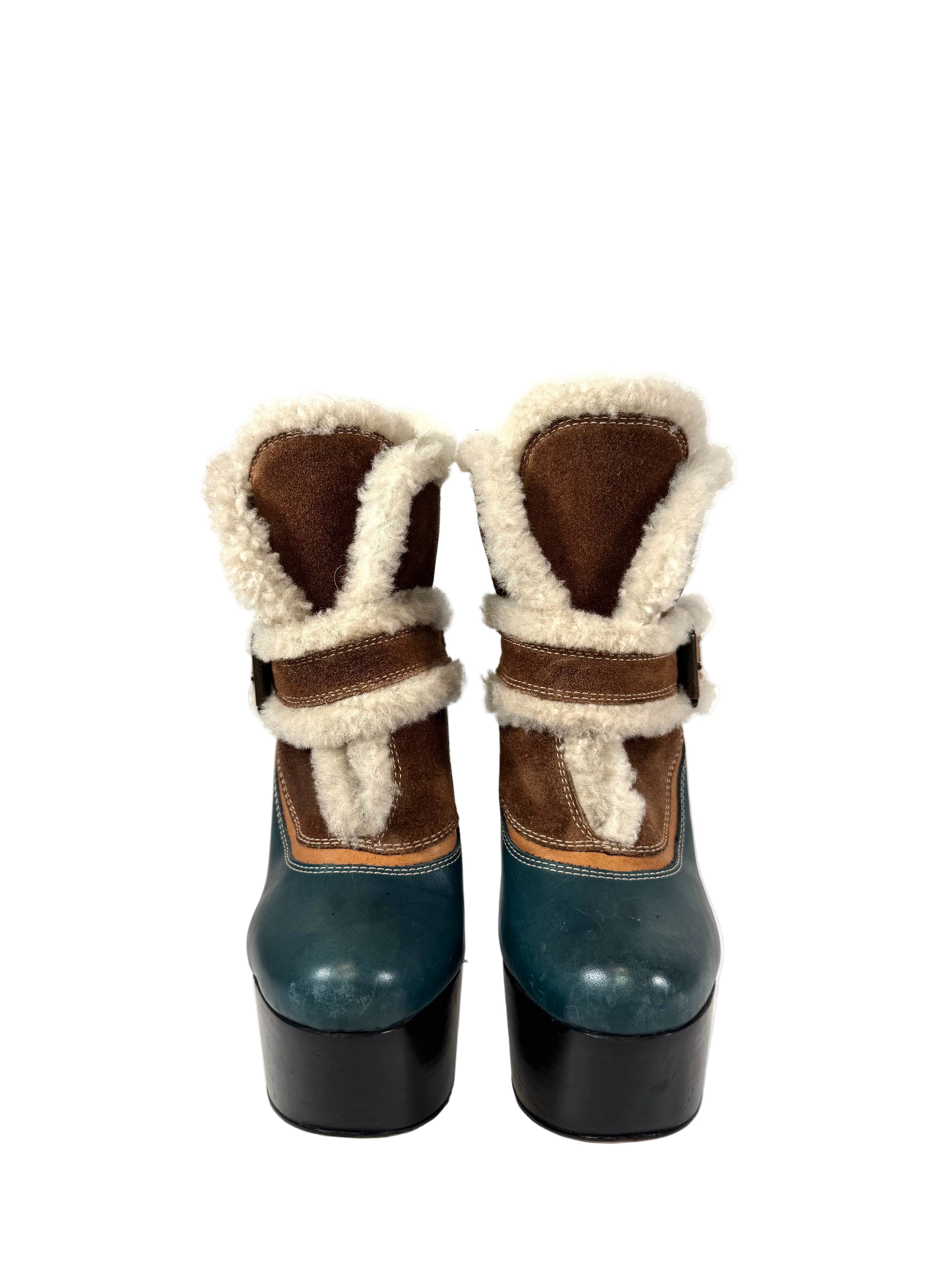 SAINT MORITZ SUEDE & SHEARLING ANKLE BOOTIES