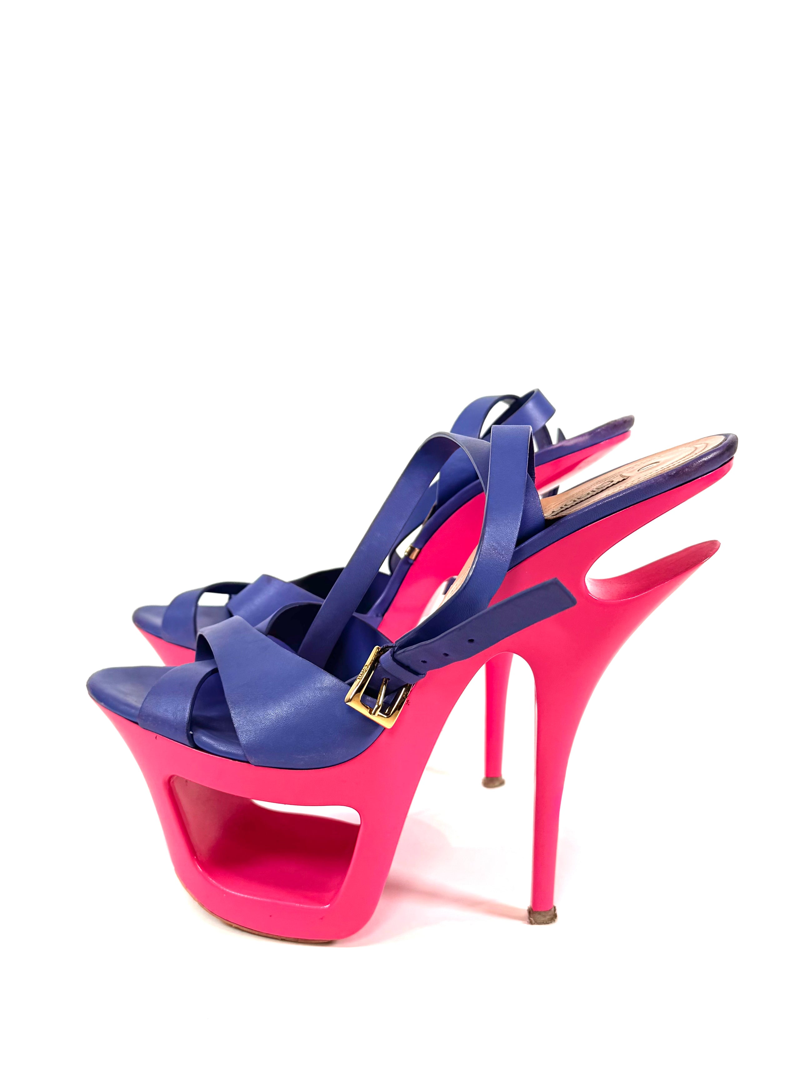 PINK & PURPLE CUTOUT PLATFORM HEELS