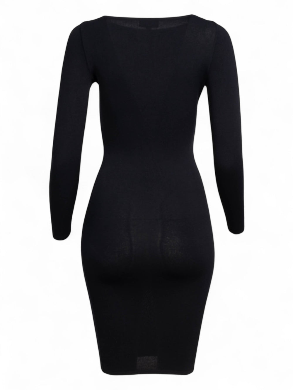 SS1998 LEATHER STRAP BLACK KNIT RUNWAY DRESS