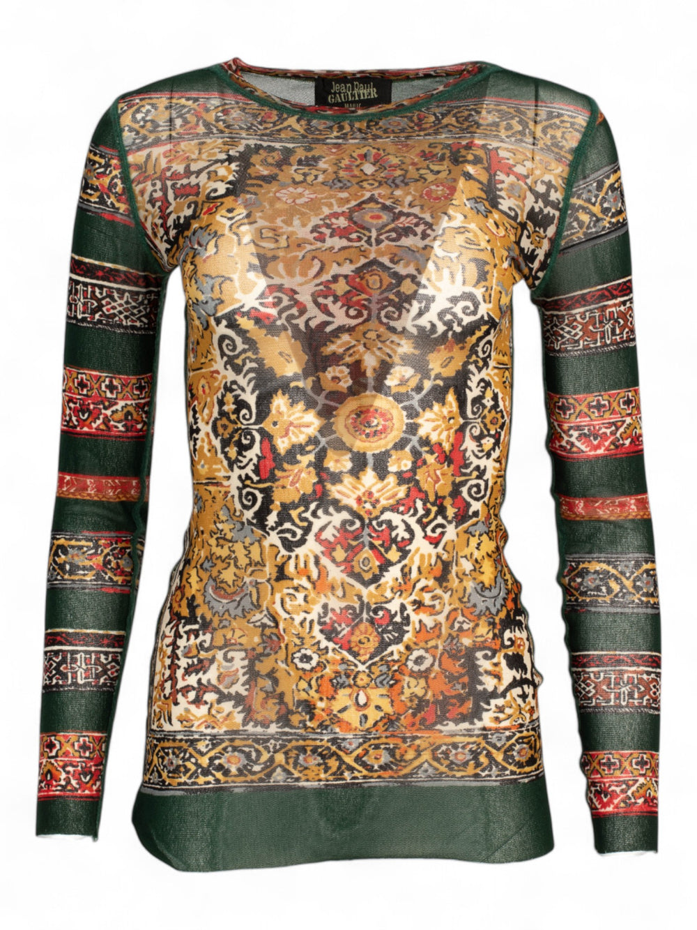 PERSIAN PRINTED GREEN MESH L/S