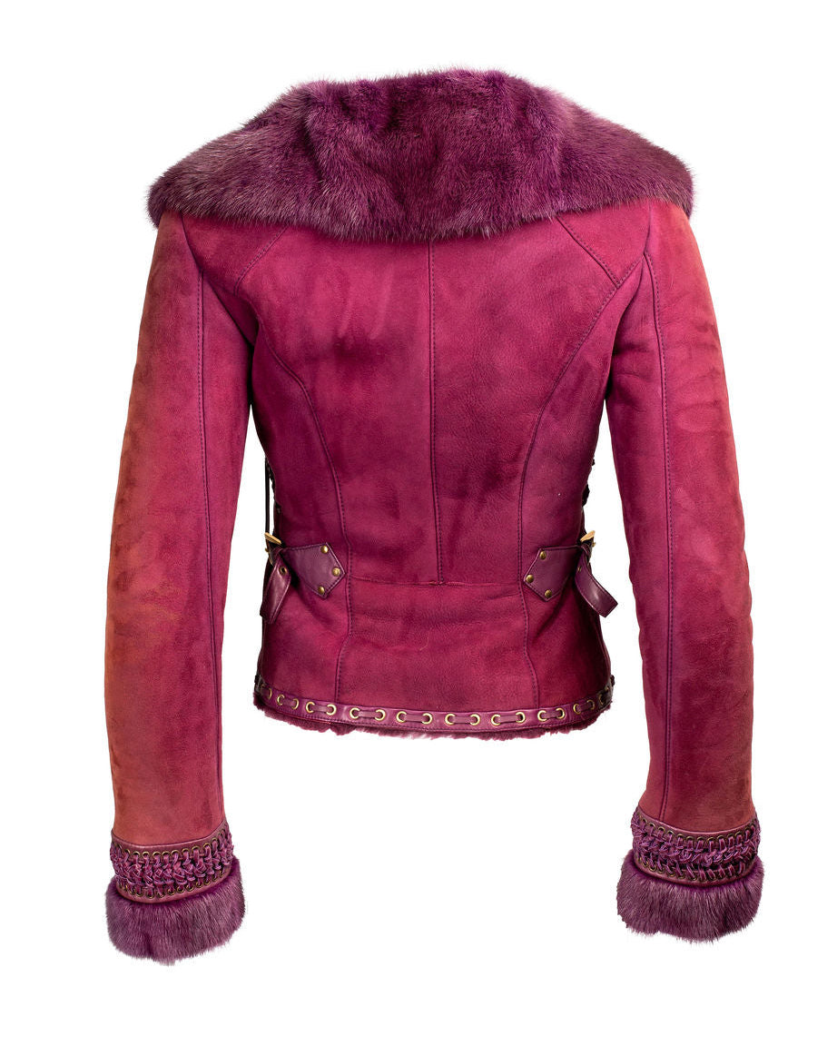 BURGUNDY FUR & FRINGE JACKET @IRIK