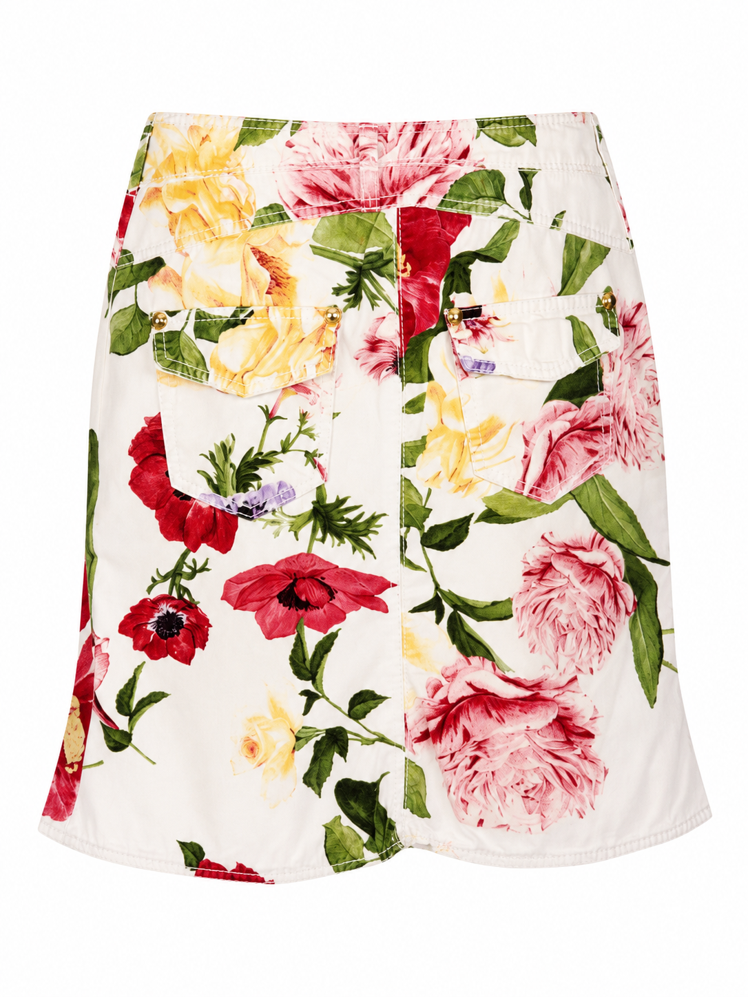 2005 FLORAL PRINT MIDI SKIRT WITH BUCKLE DETAILING