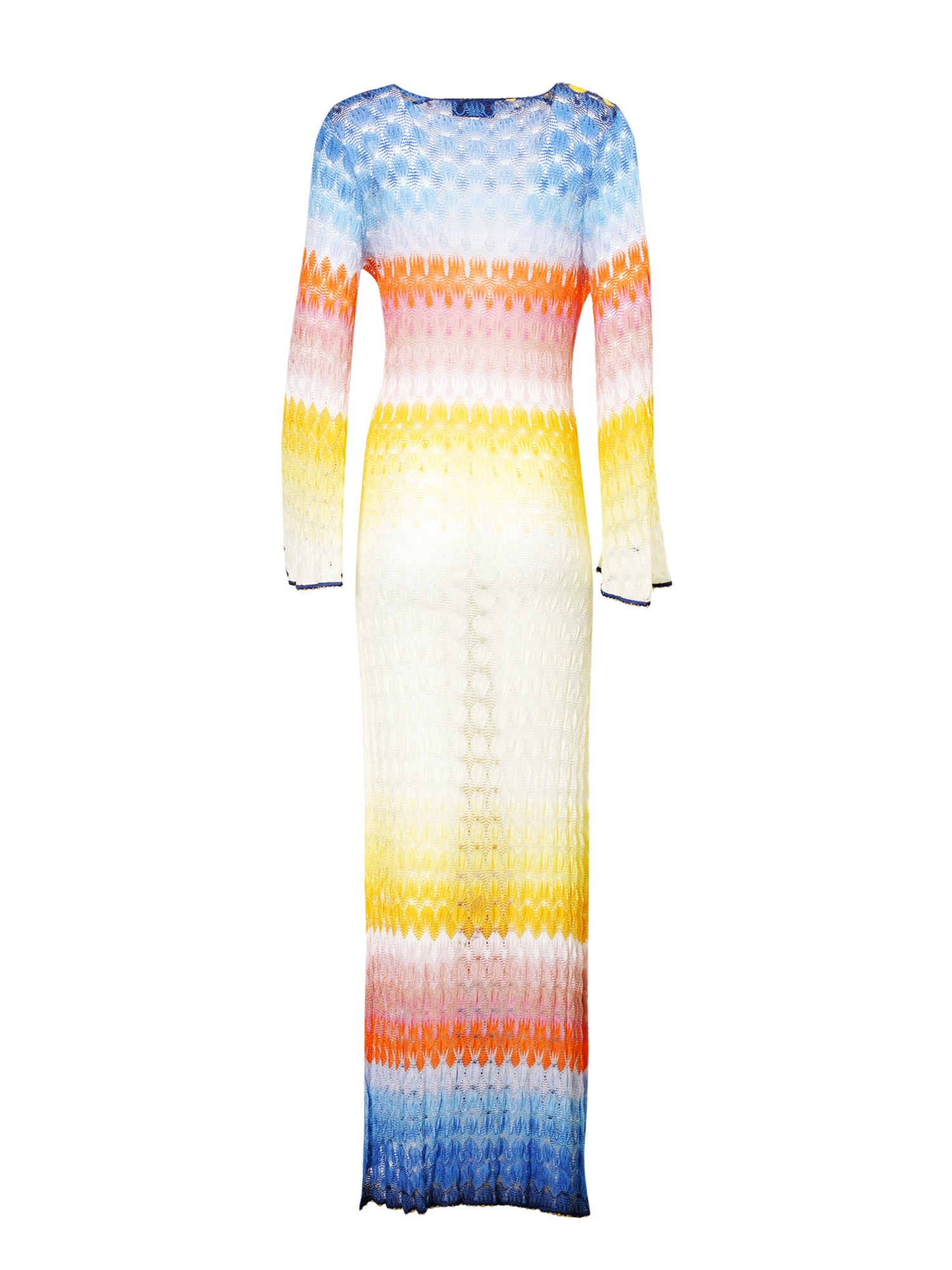 MULTICOLOR KNIT LACE UP L/S MAXI DRESS