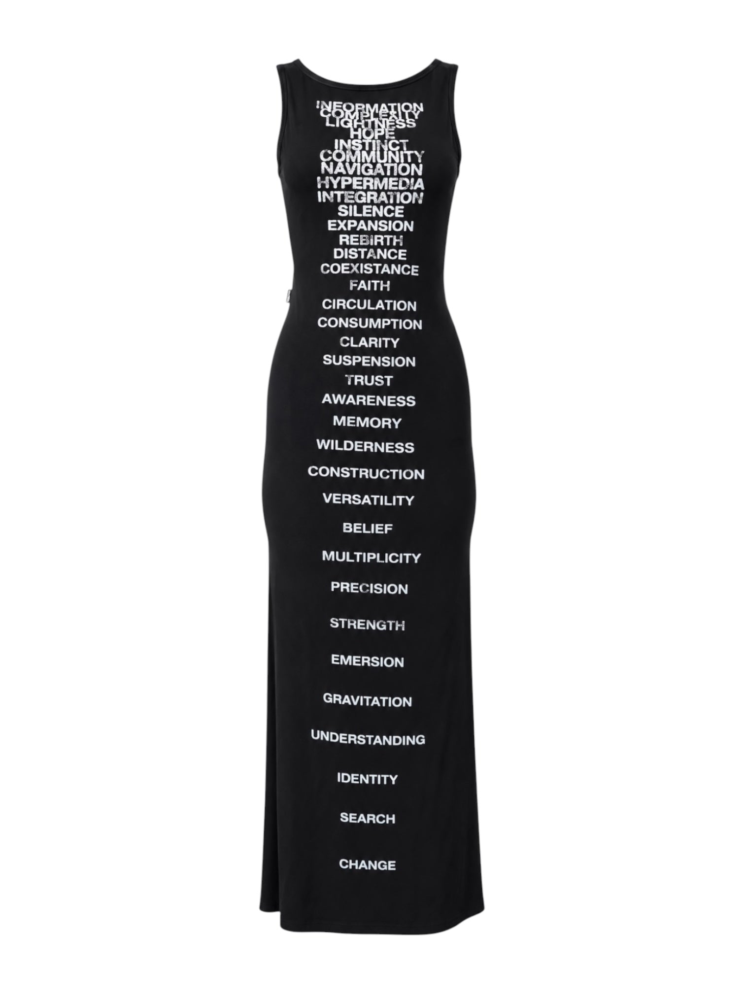 BLACK & WHITE TYPOGRAPHY GRAPHIC MAXI TANK DRESS