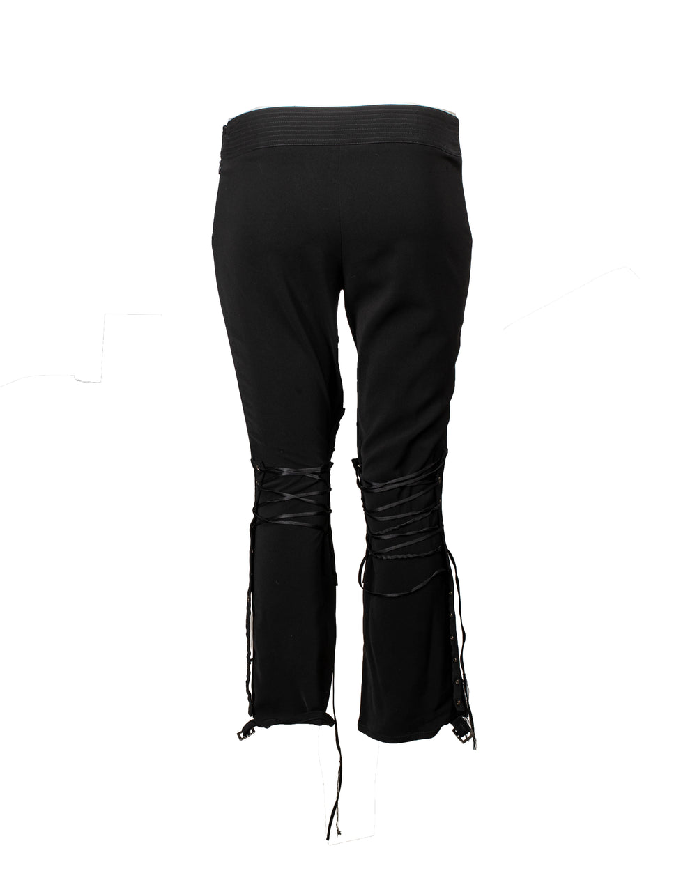 BLACK LACE UP CROPPED PANTS
