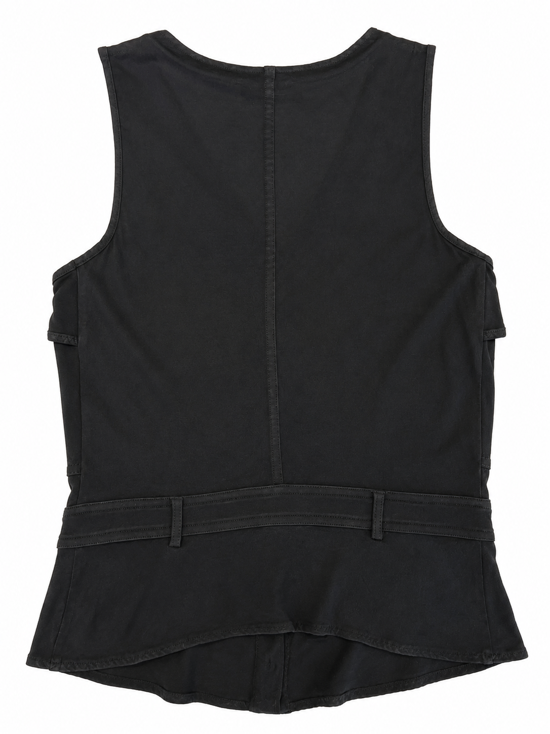 BLACK SHEER VISCOSE "YSL" BUTTON DOWN VEST TOP