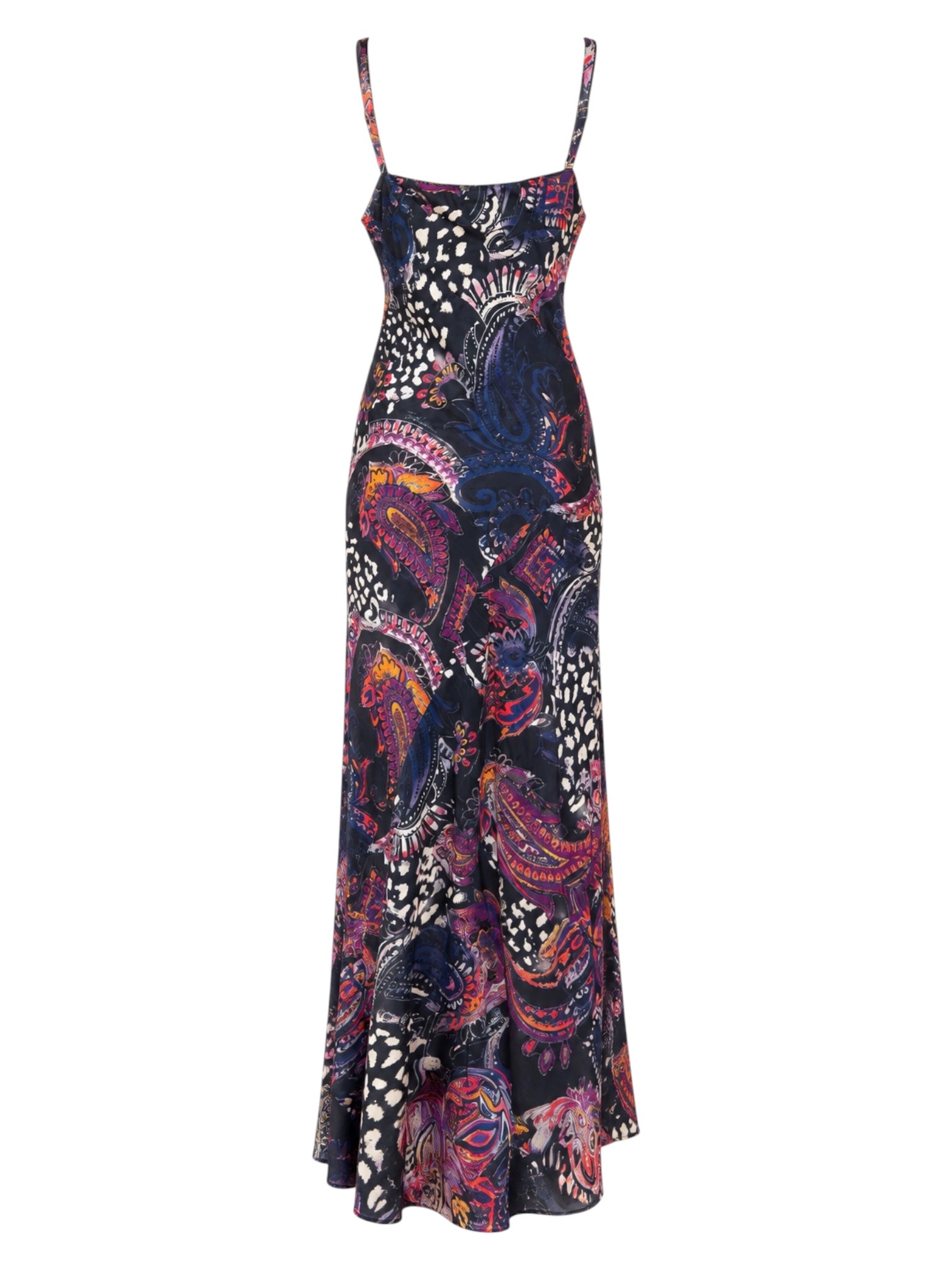 SS04 BLACK/PURPLE LEOPARD/PAISLEY SILK BIAS GOWN @SM