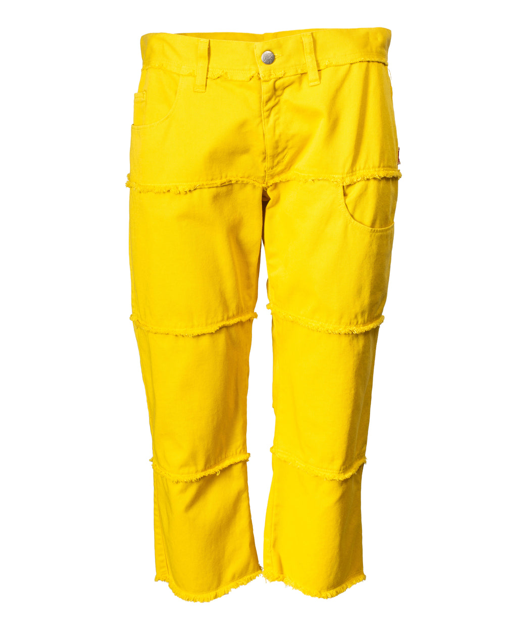 YELLOW DENIM CAPRIS WITH POCKET DETAILS