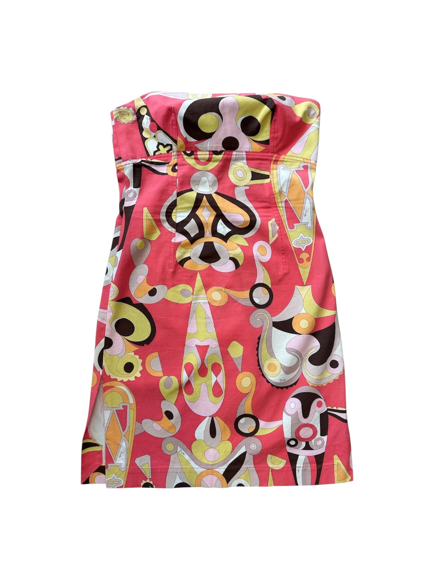 PEACH/ORANGE CLASSIC PRINTED TUBE MIDI DRESS