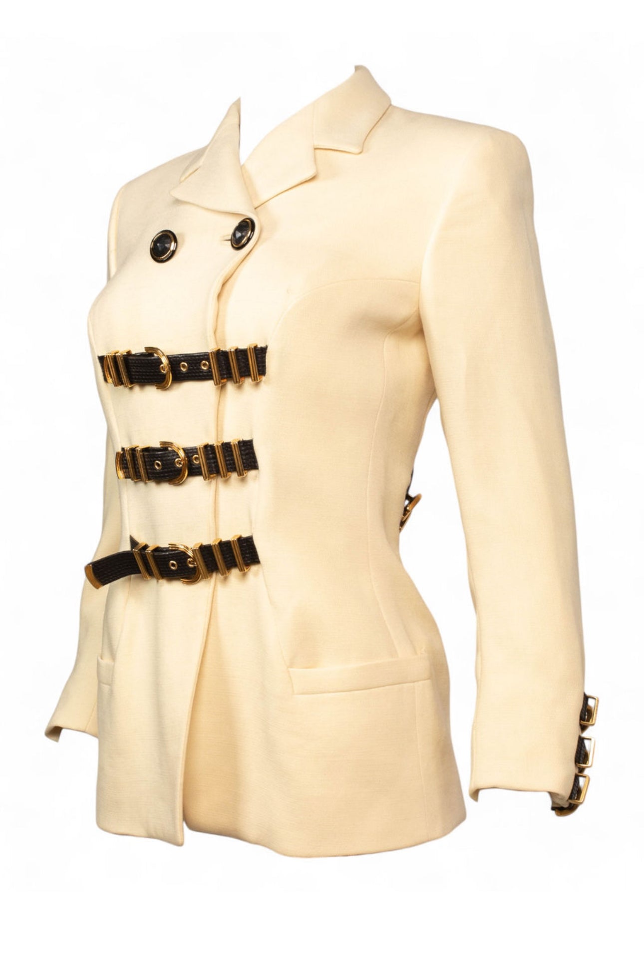 FW1992/93 S&M BONDAGE CREAM BUCKLE BLAZER @JCCG
