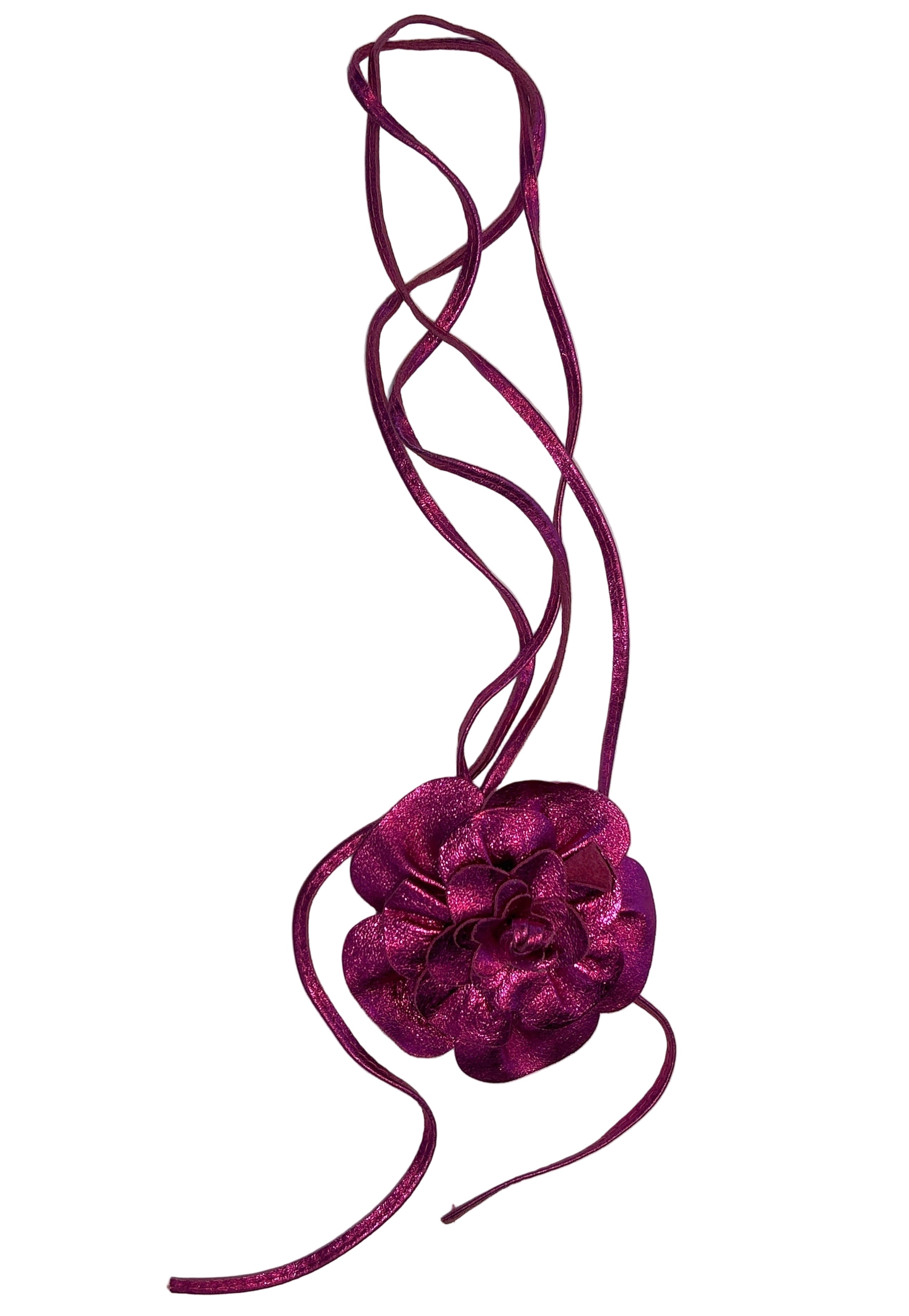 METALLIC HOT PINK FLORAL BELT