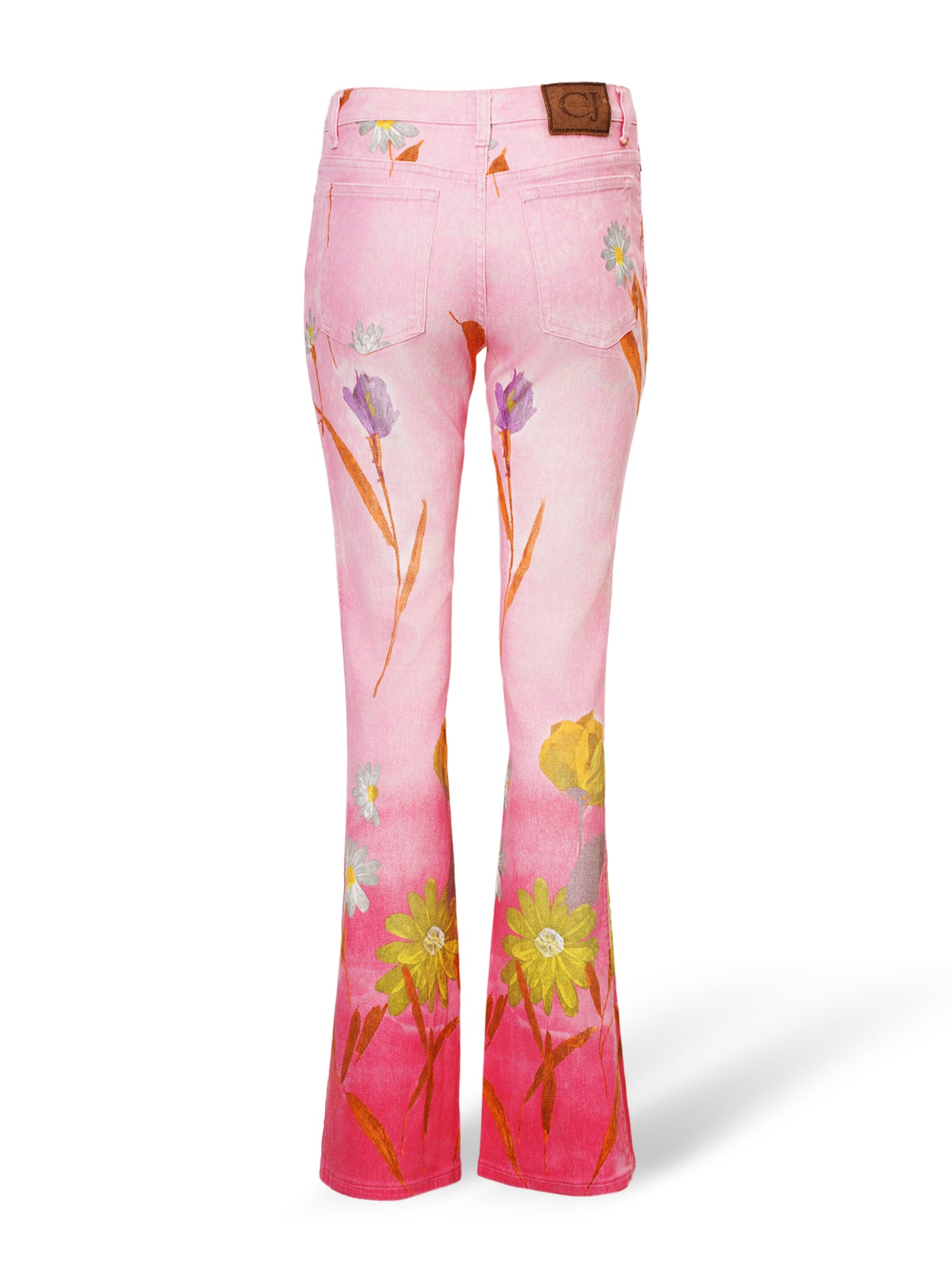 SS03 FLORAL PRINTED BABY PINK OMBRE JEANS