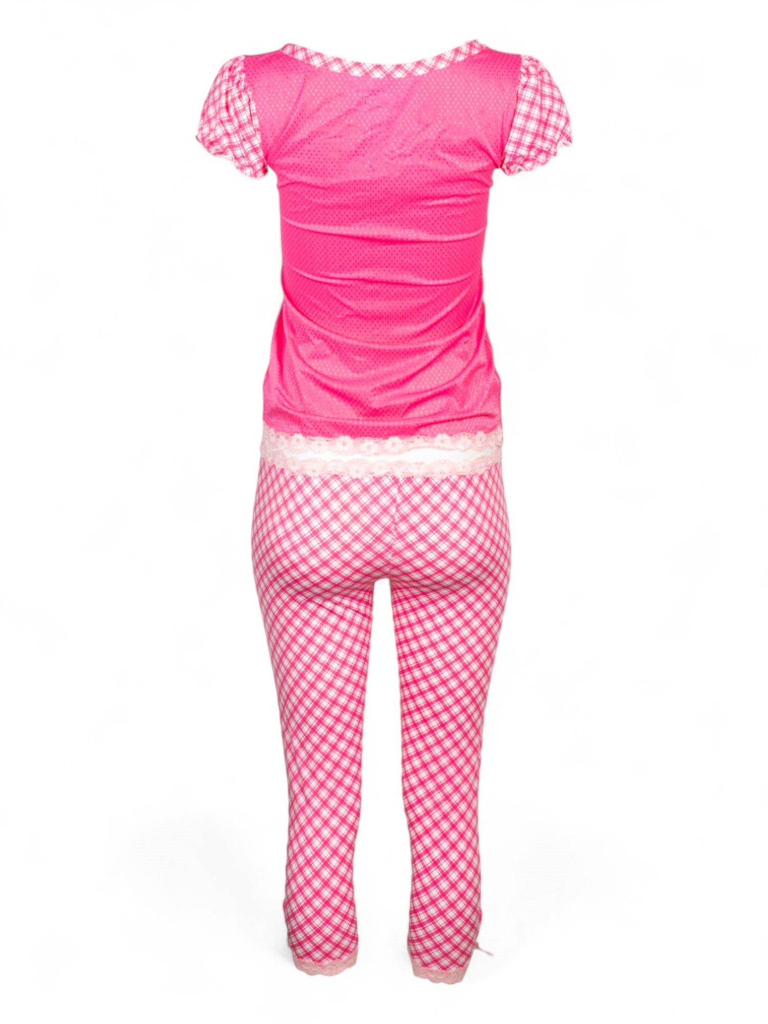 PINK PLAID TOP & CAPRIS SET