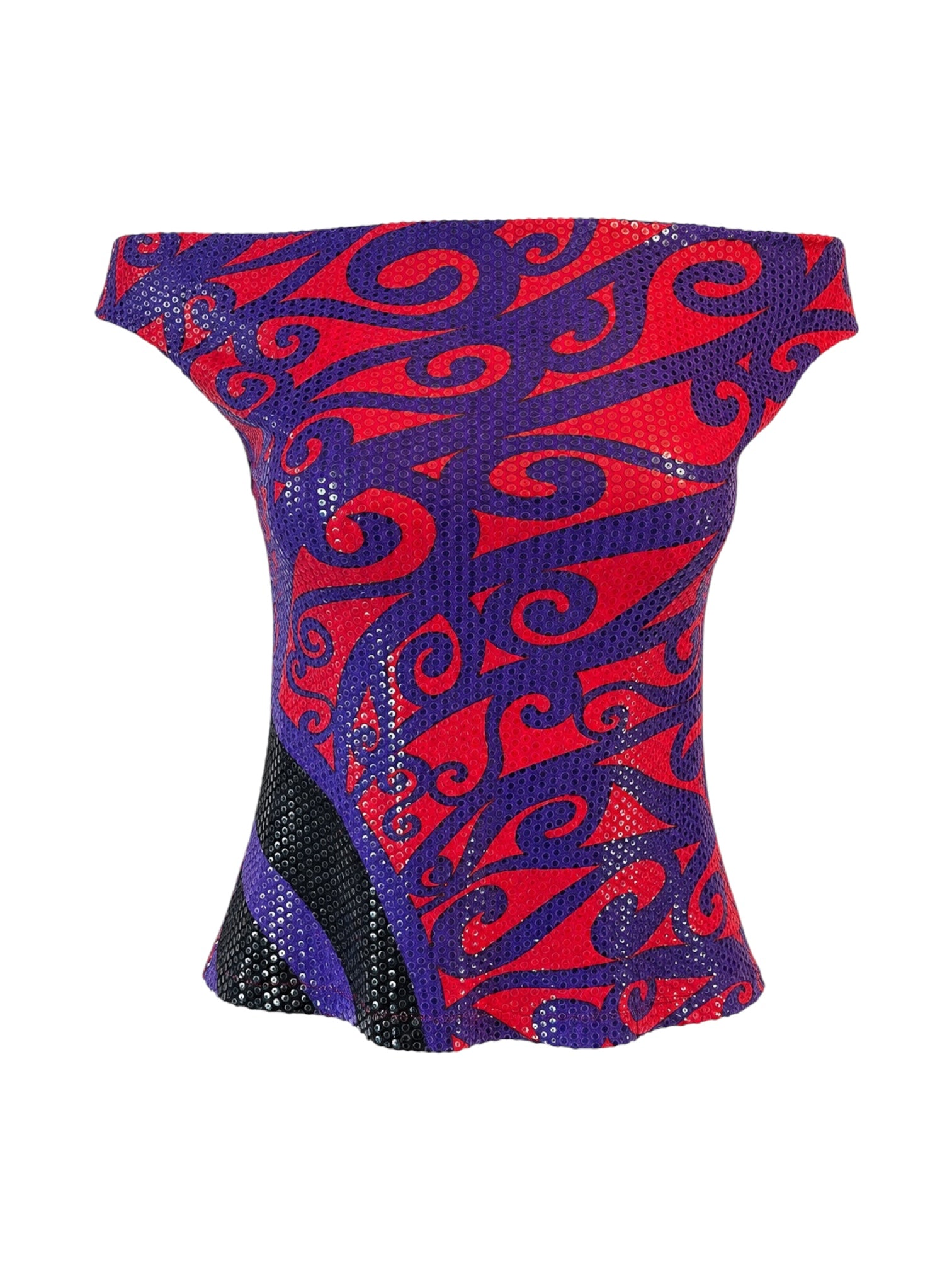 PURPLE & RED TRIBAL OFF THE SHOULDER TOP @AFENI
