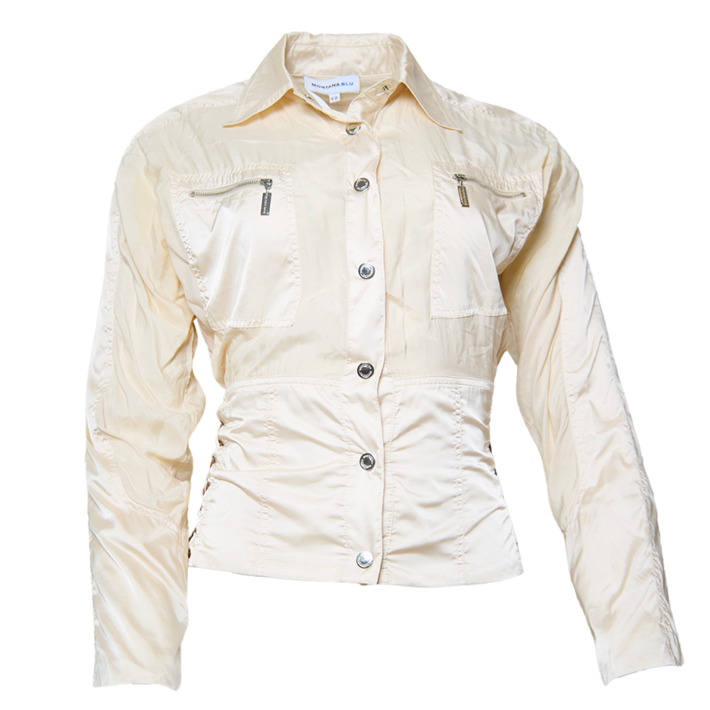 CORSETED CREAM BUTTON DOWN JACKET