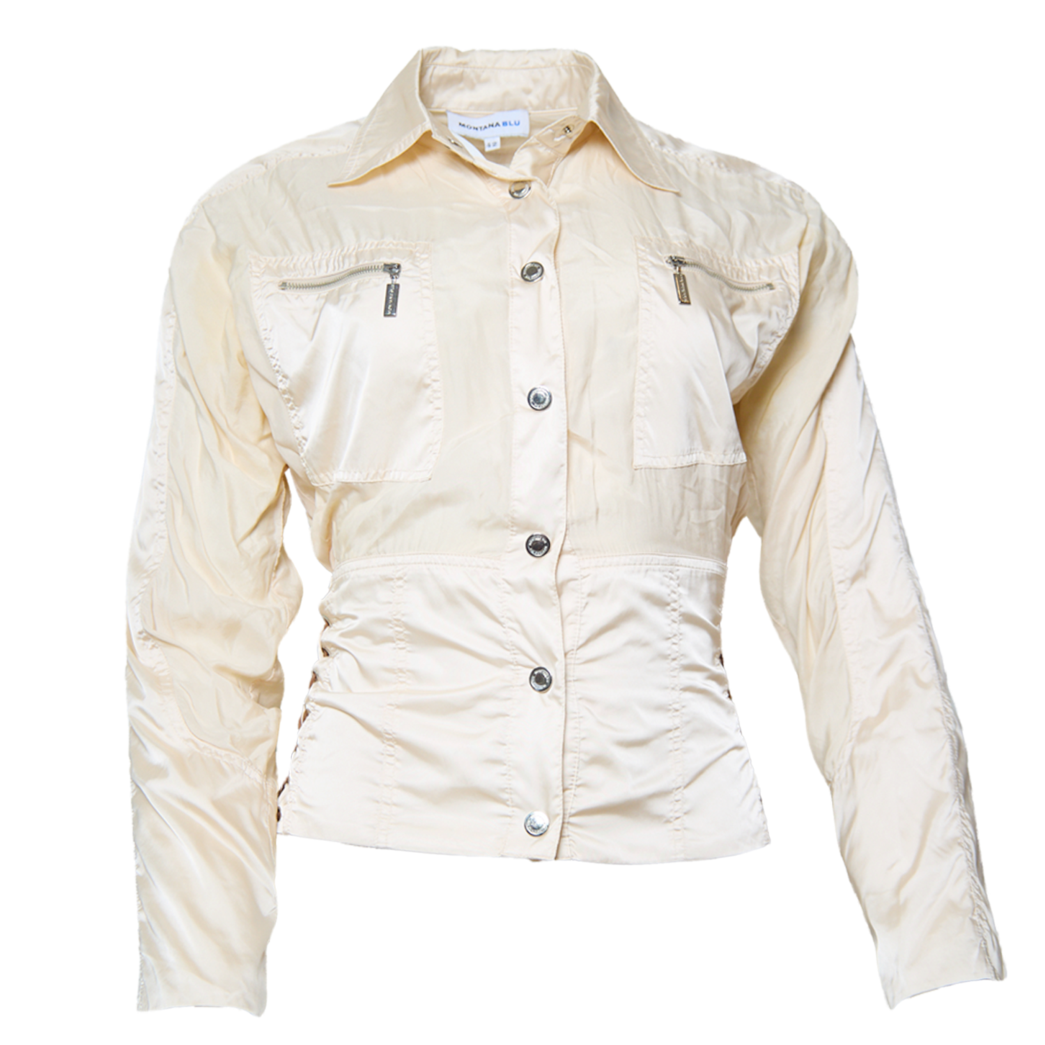 CORSETED CREAM BUTTON DOWN JACKET