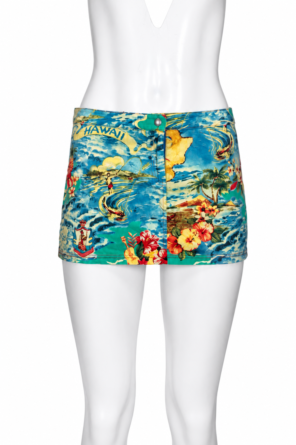 TROPICAL "LOVE ISLAND" COTTON MINI SKIRT