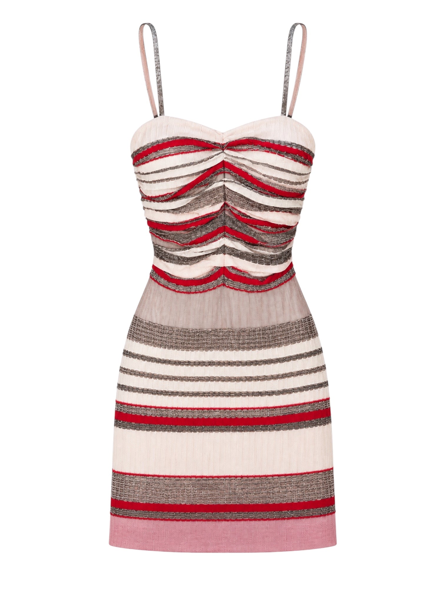 RED & PINK SPARKLE STRIPED MINI DRESS (NWT)