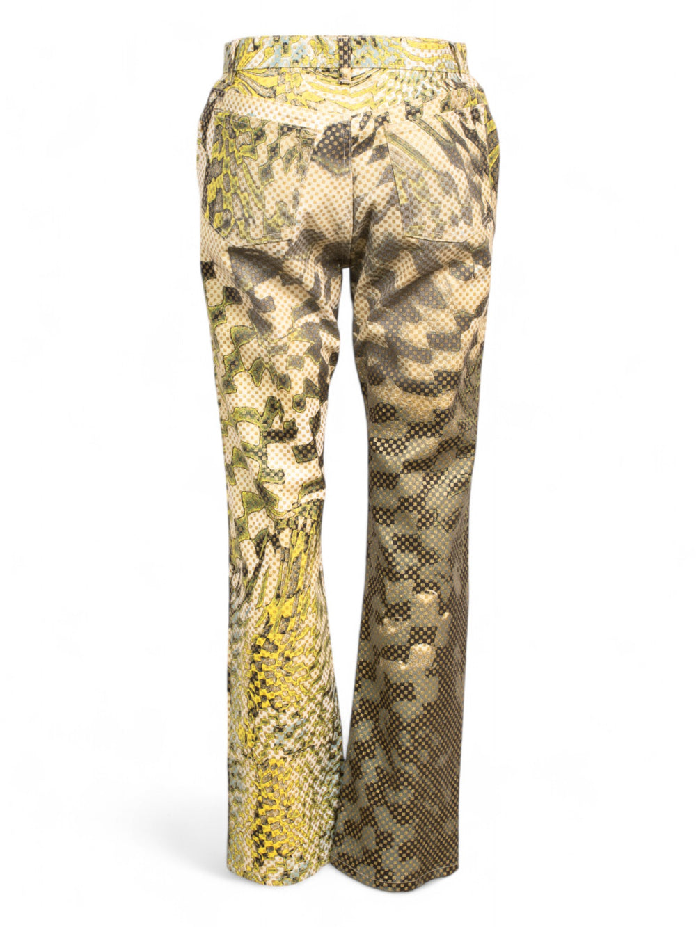 GREEN CHECKERED PSYCHEDELIC PRINT JEANS