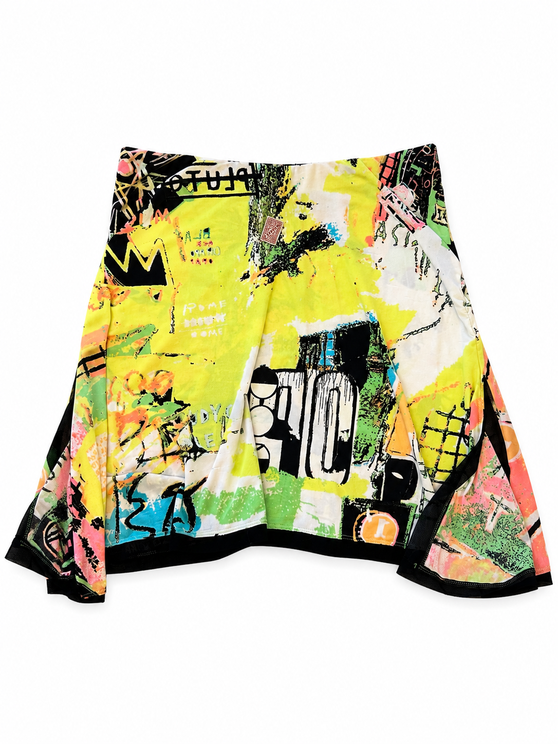 GRAFFITI PRINTED SKIRT W BELLY RING