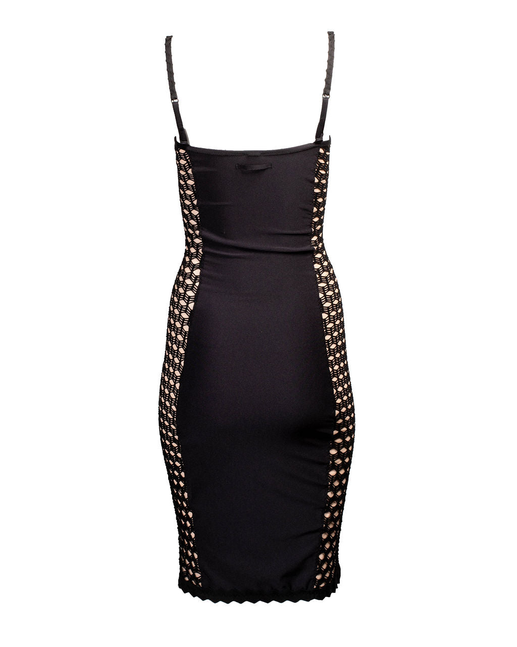 BLACK FISHNET PANEL BODYCON DRESS @ALISHAG