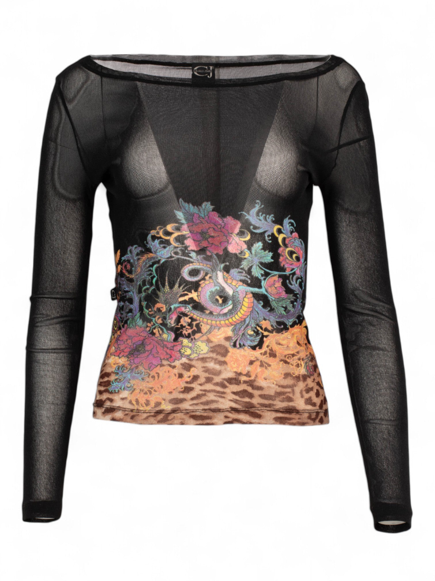 MESH LEOPARD BROCADE BLACK LONG SLEEVE