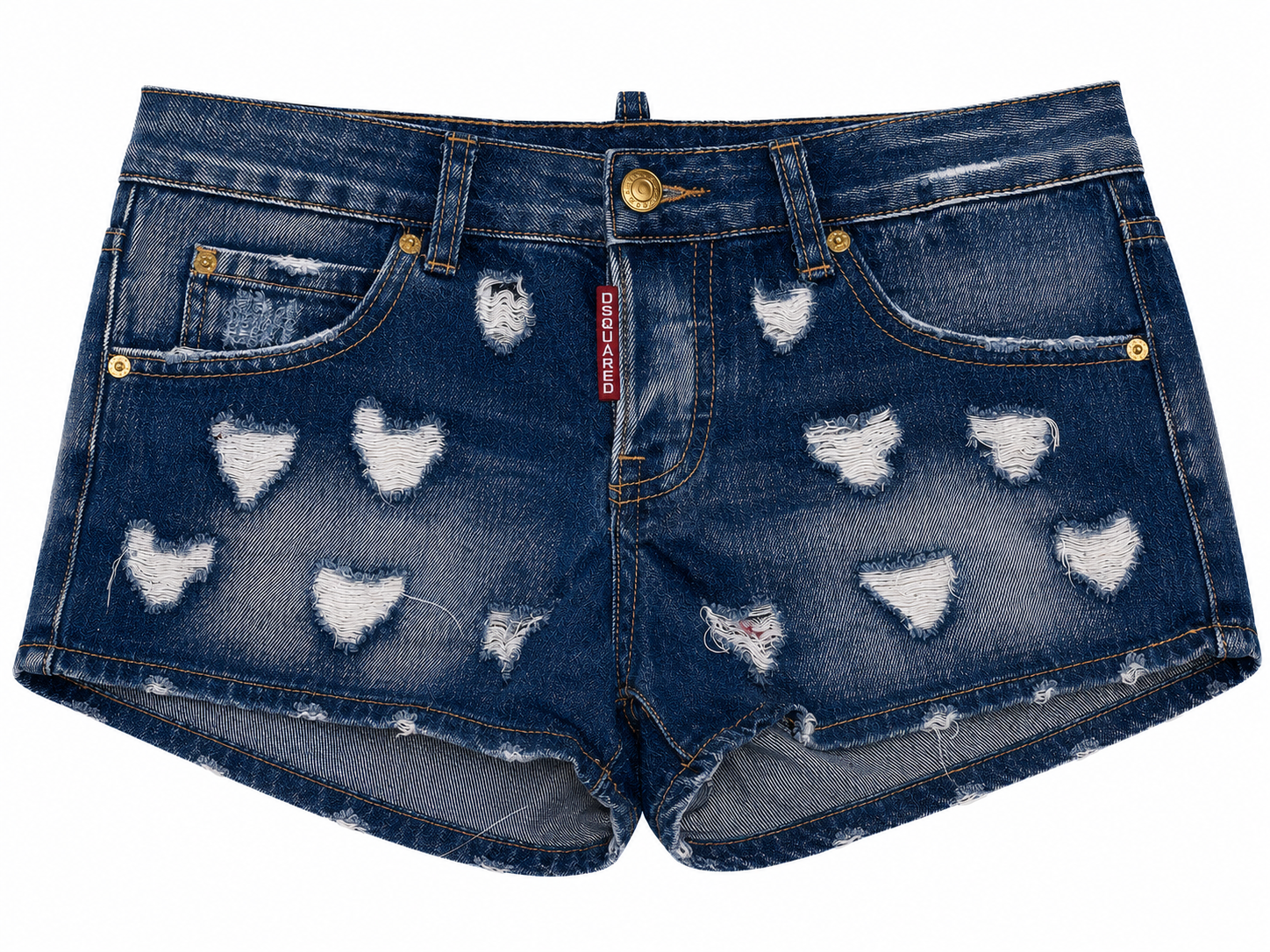 DISTRESSED DARK WASH MICRO SHORTS