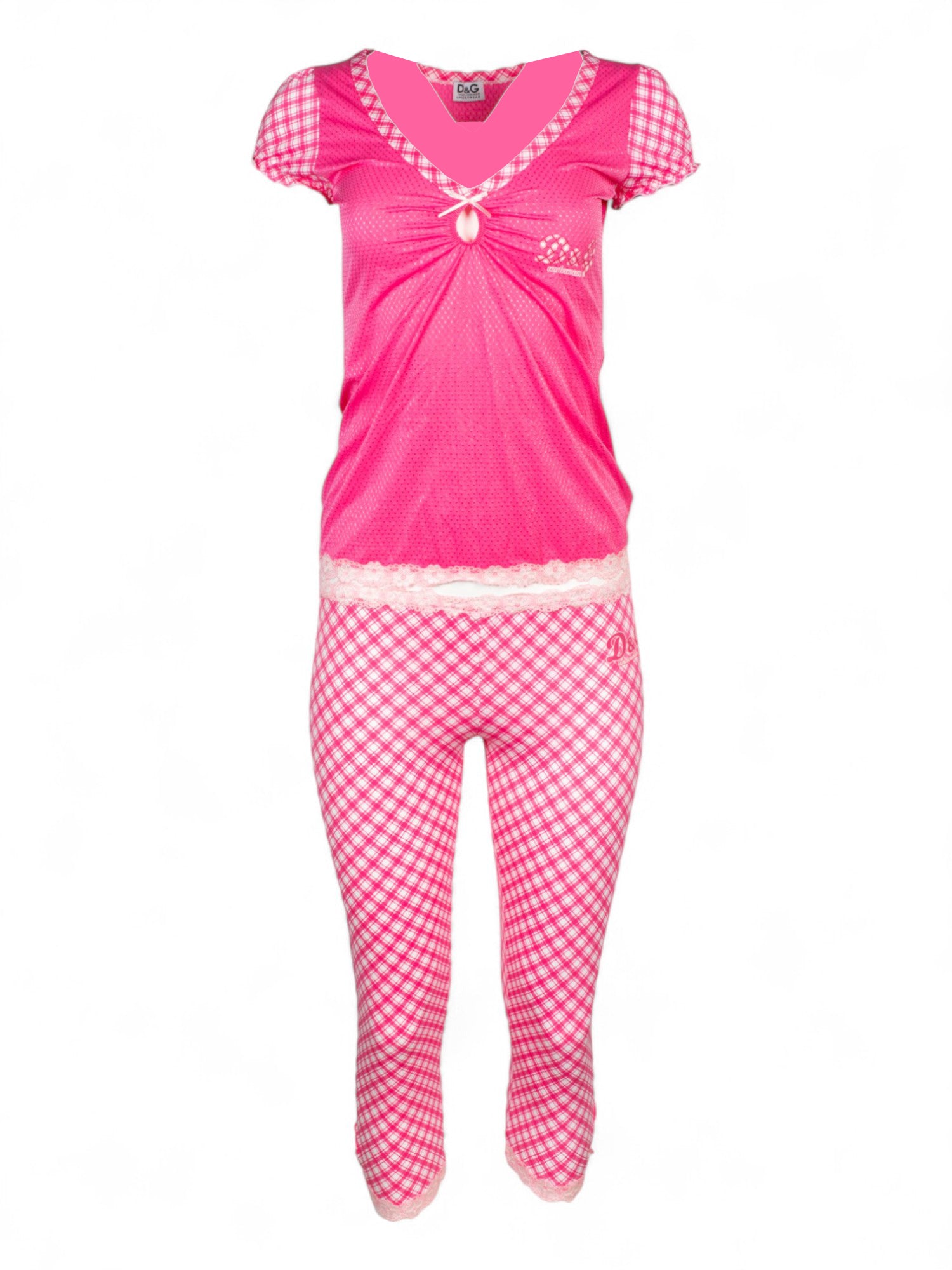 PINK PLAID TOP & CAPRIS SET
