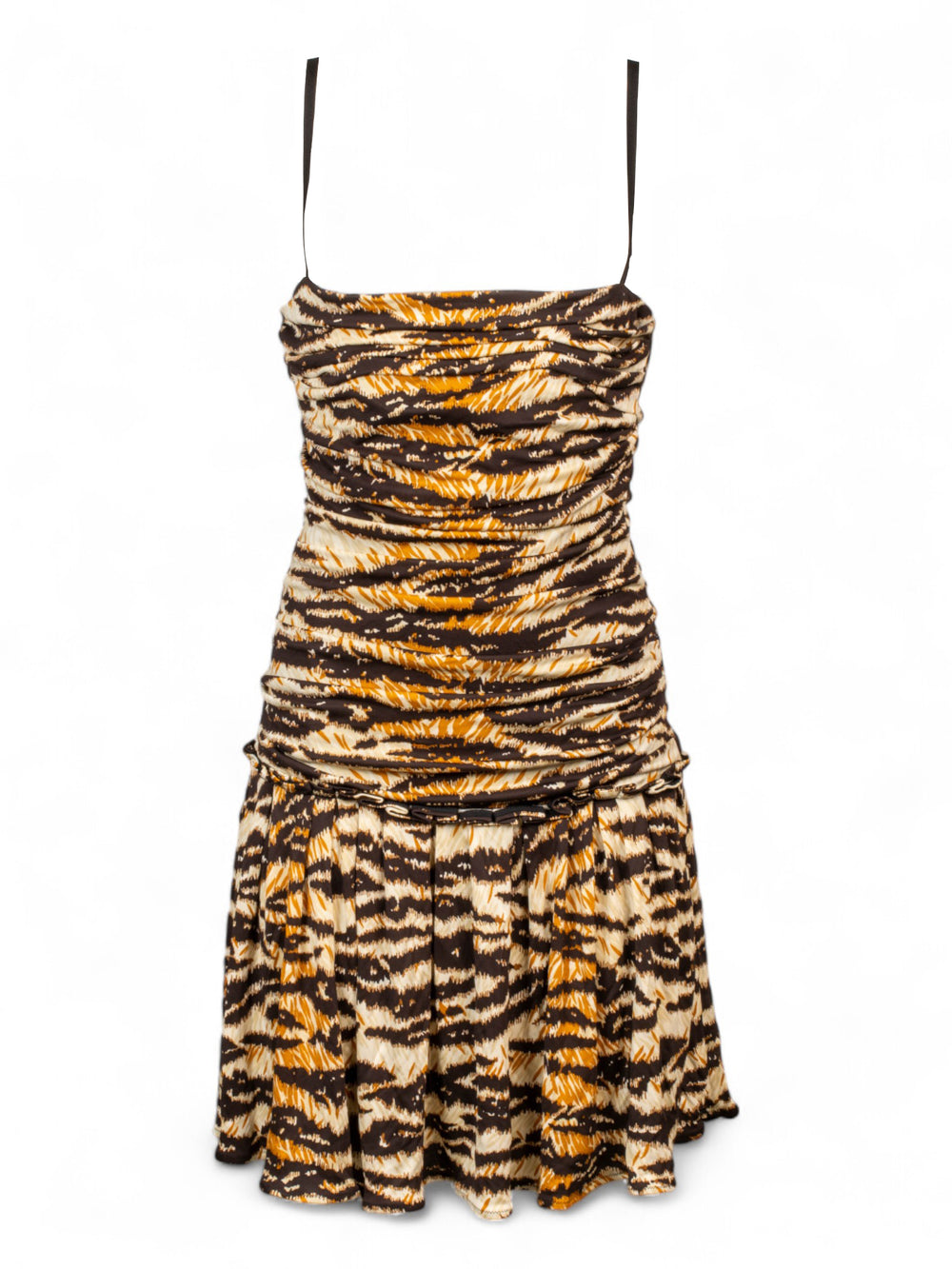 TIGER PRINTED FLOWY MINI DRESS