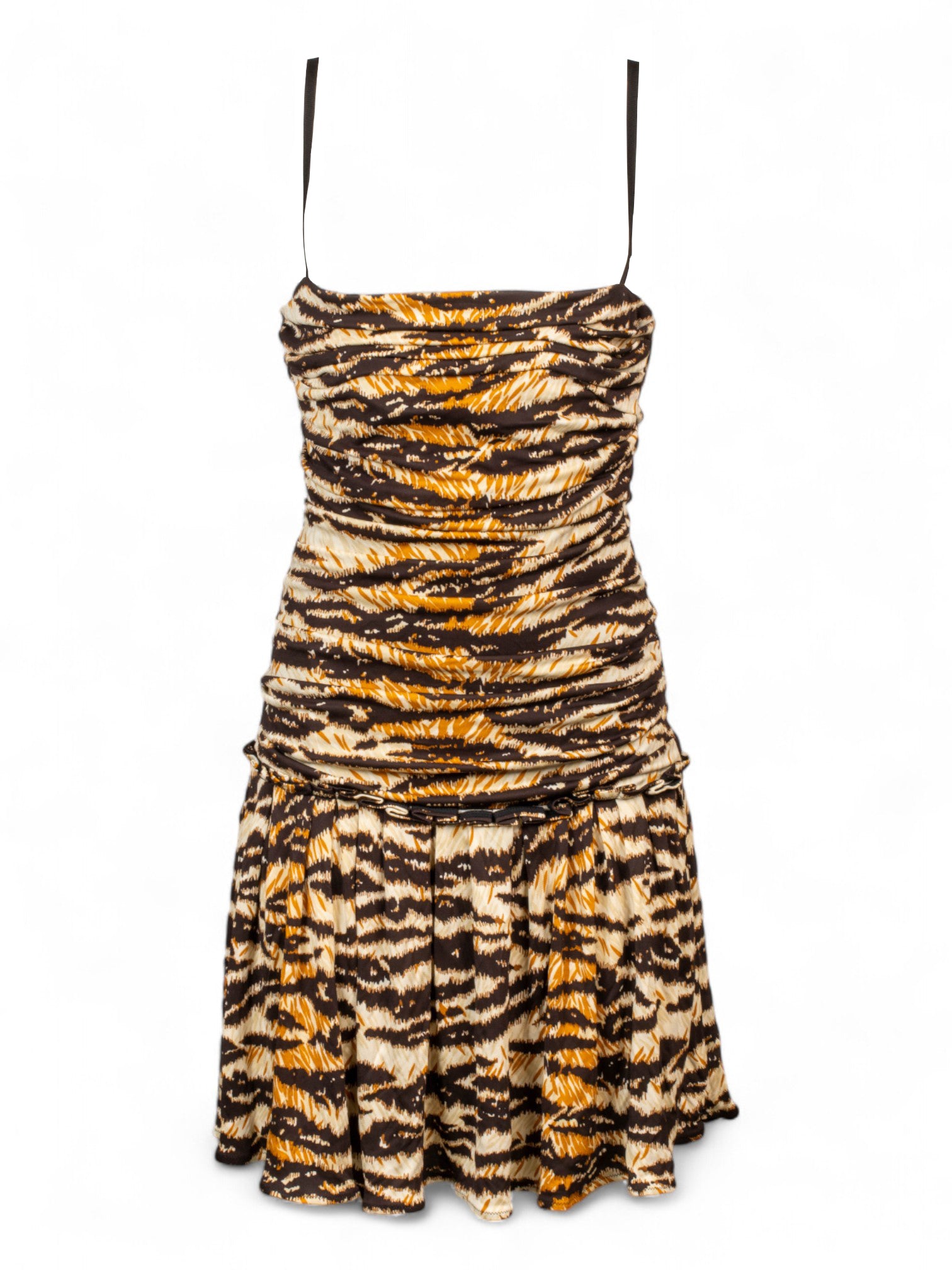 TIGER PRINTED FLOWY MINI DRESS