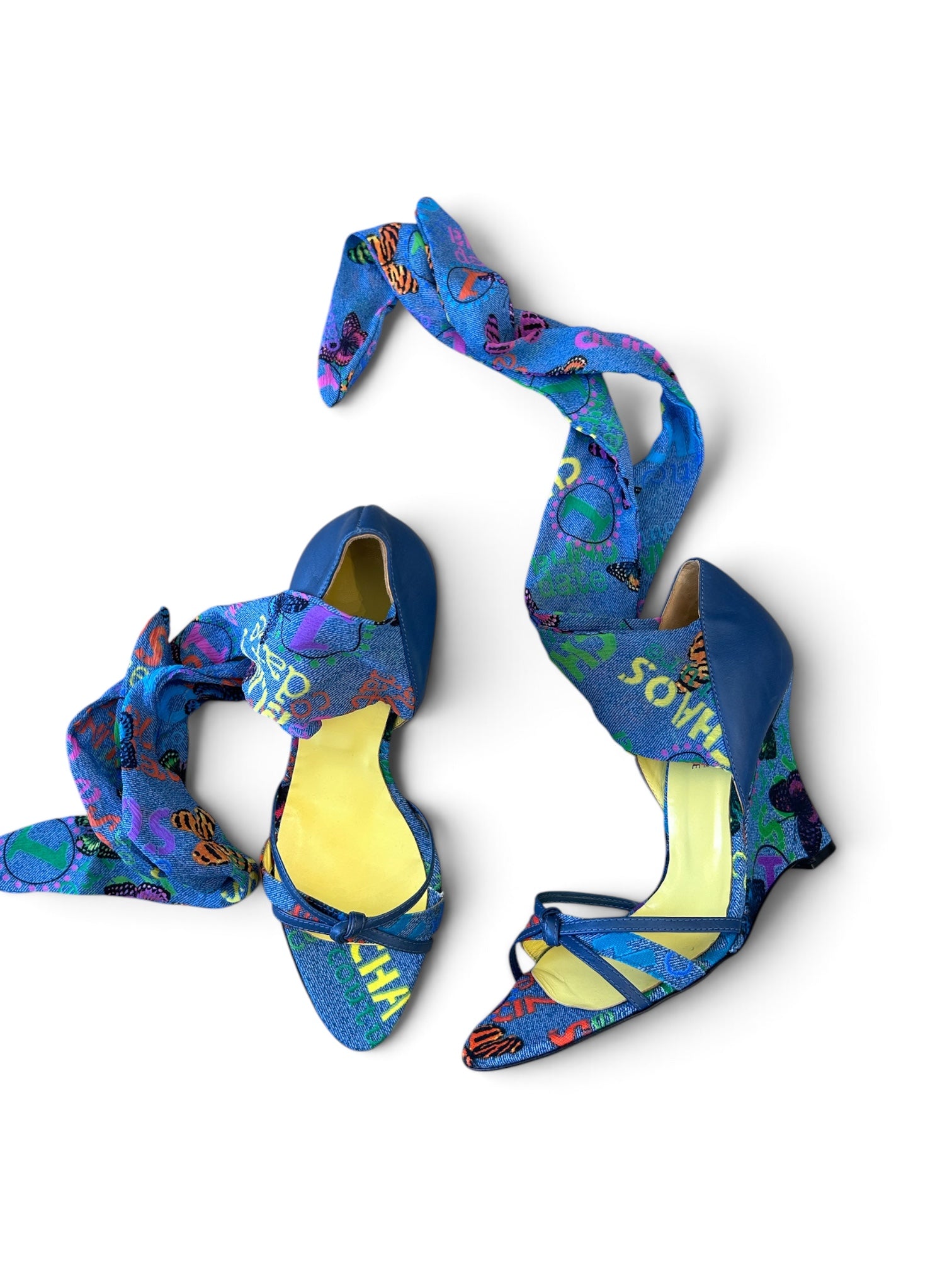 SS05 RARE CHAOS BLUE BUTTERFLY PRINT WRAP WEDGES
