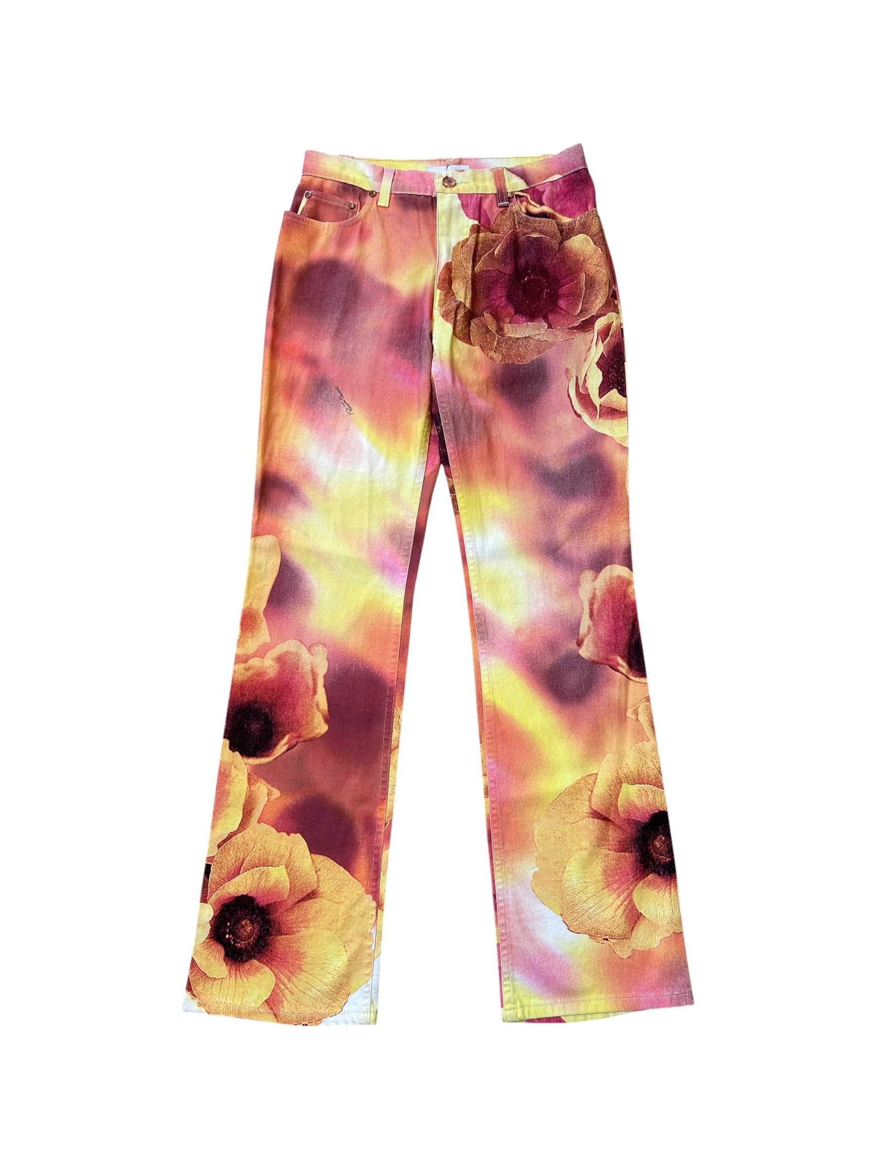 WHITE LABEL ORANGE FLORAL SUNSET GRADIENT JEANS