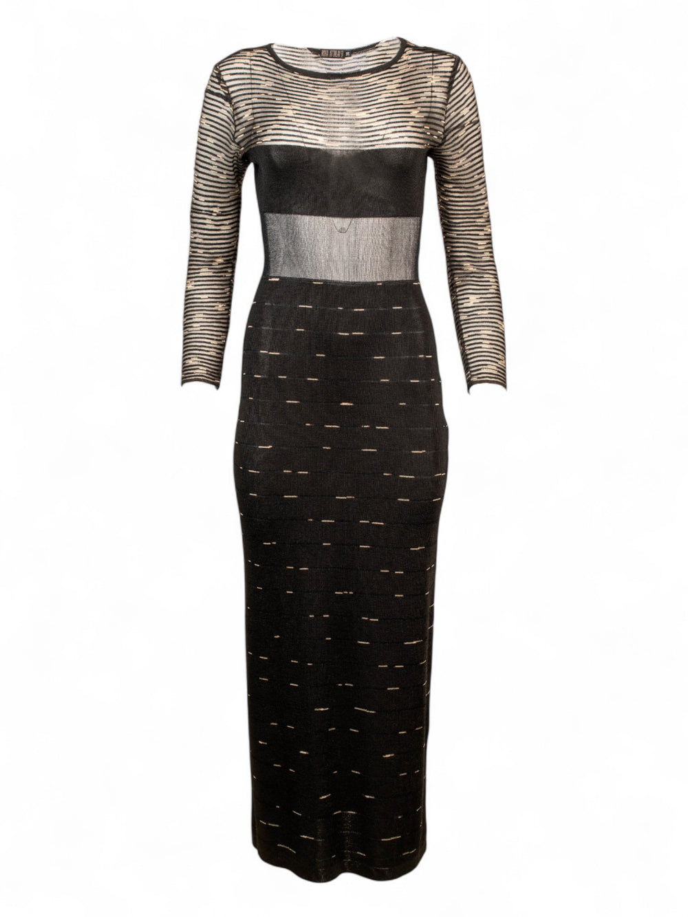 KNIT SHEER CUTOUT LONG SLEEVE DRESS