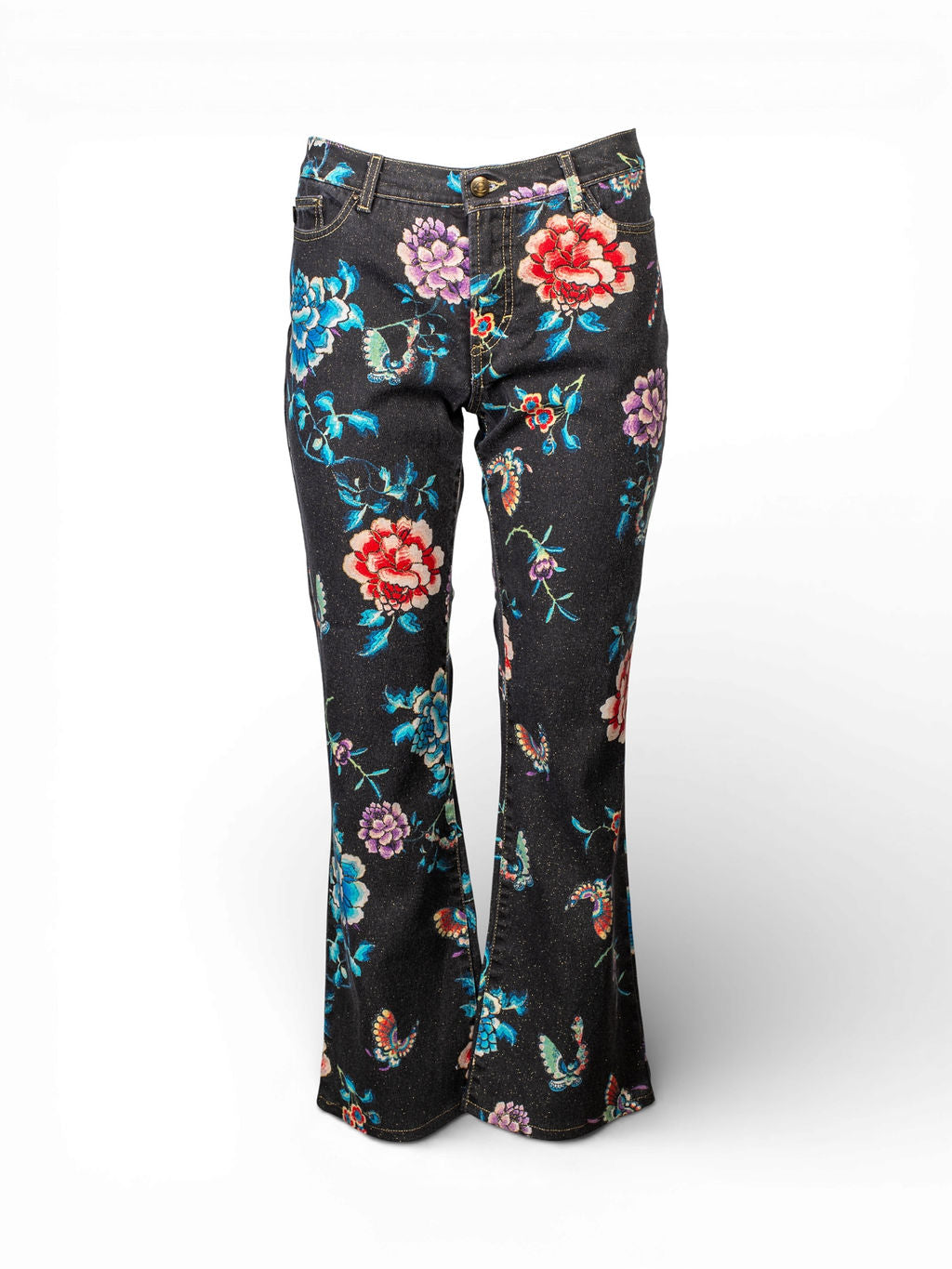 NAVY FLORAL & BUTTERFLY GLITTER JEANS