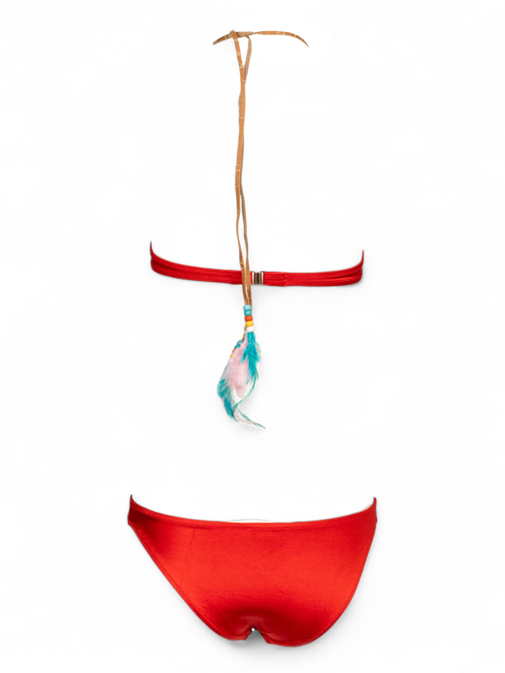 RED BIKINI W FEATHER DETAIL (AS IS)