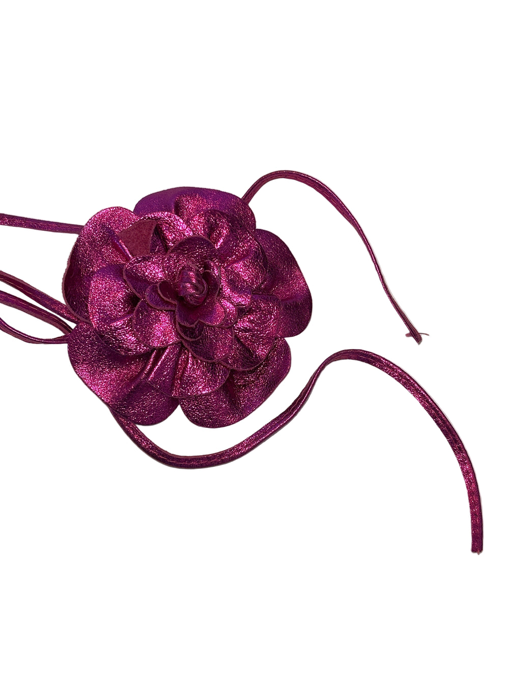 METALLIC HOT PINK FLORAL BELT