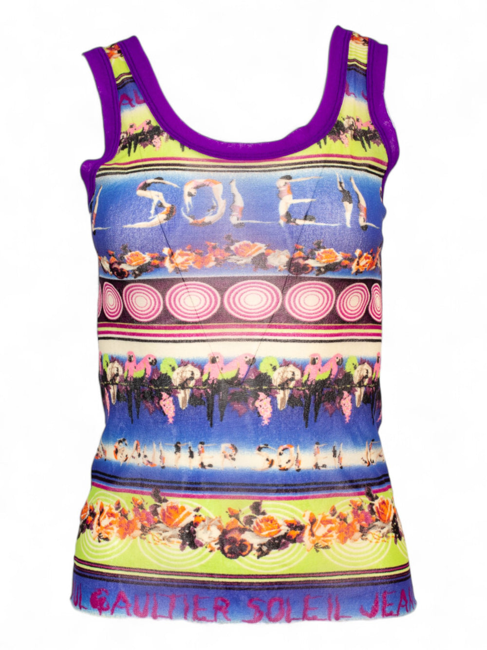 SOLEIL SPELLOUT PARROT PRINT MESH TANK