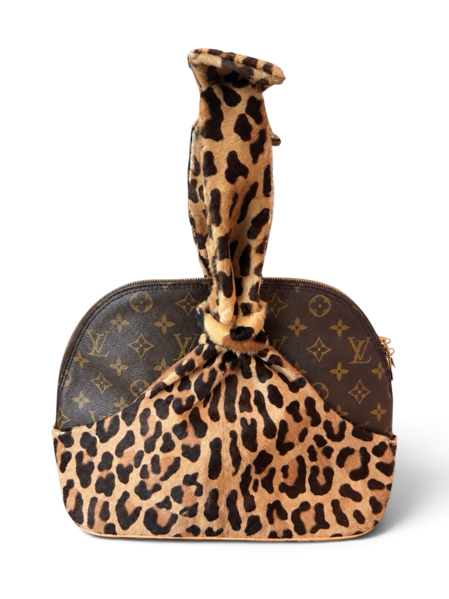 1996 BROWN MONOGRAM & LEOPARD CALFHAIR ALMA BAG