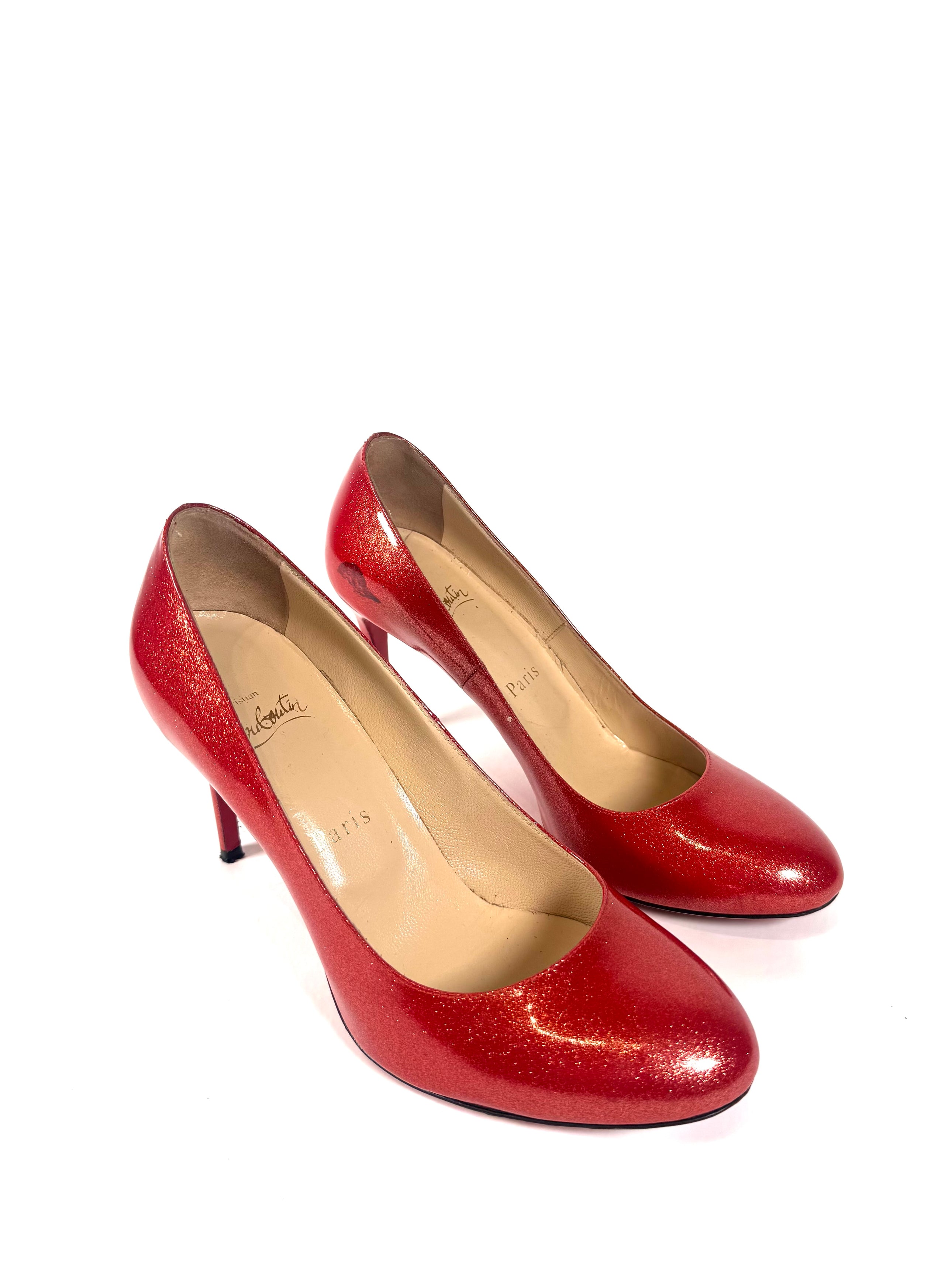 RED SPARKLY PATENT LEATHER PUMPS @JKOVA