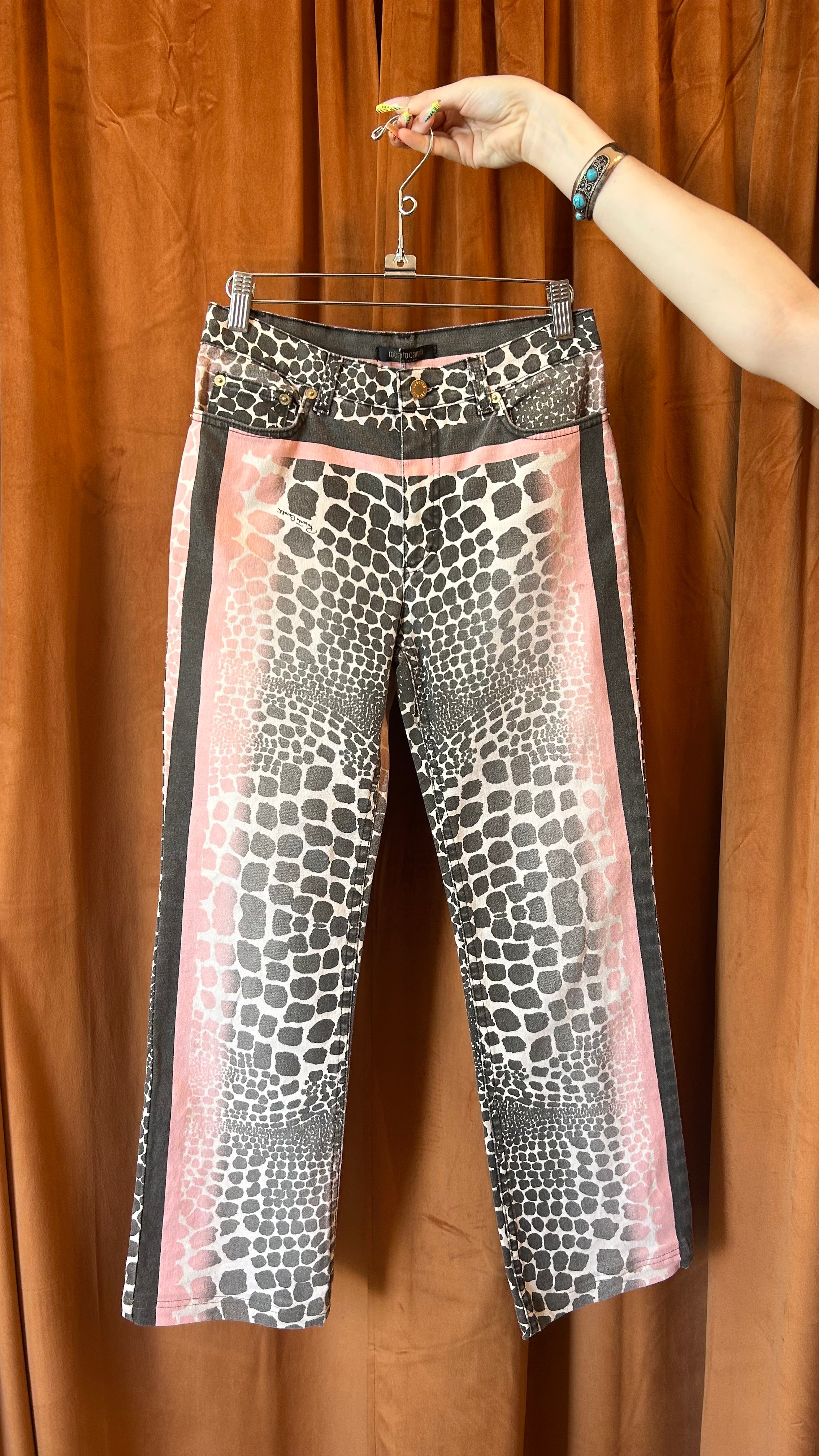 SS03 PINK AND GREY DOT ANIMALIER JEANS