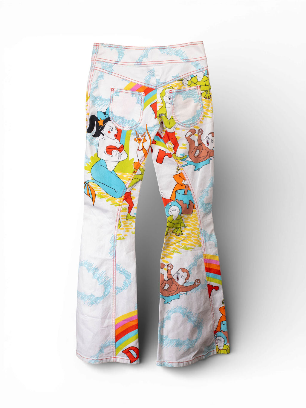 FW02 CARTOON WHITE PRINTED FLARED PANTS @SWL