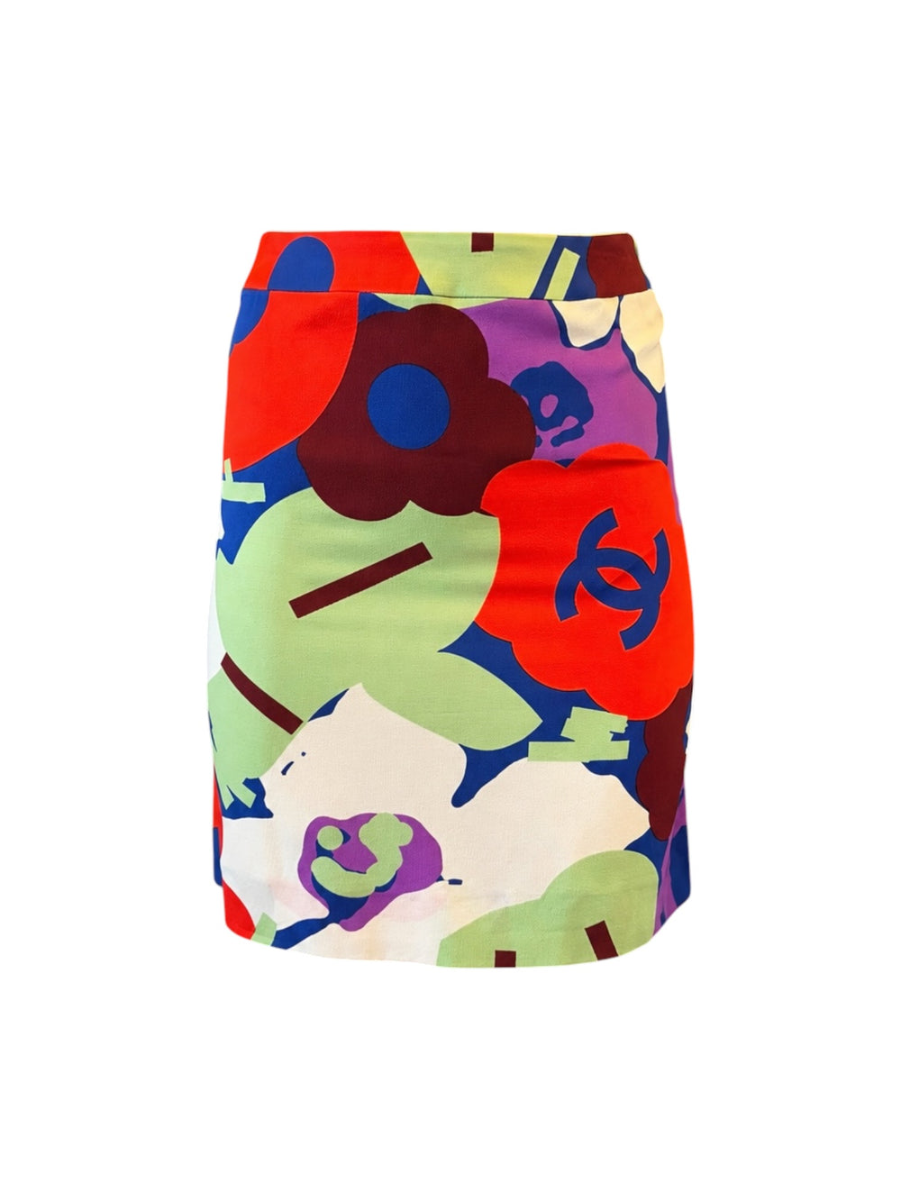 SS00 BLUE & MULTICOLOR FLORAL MIDI SKIRT @SM